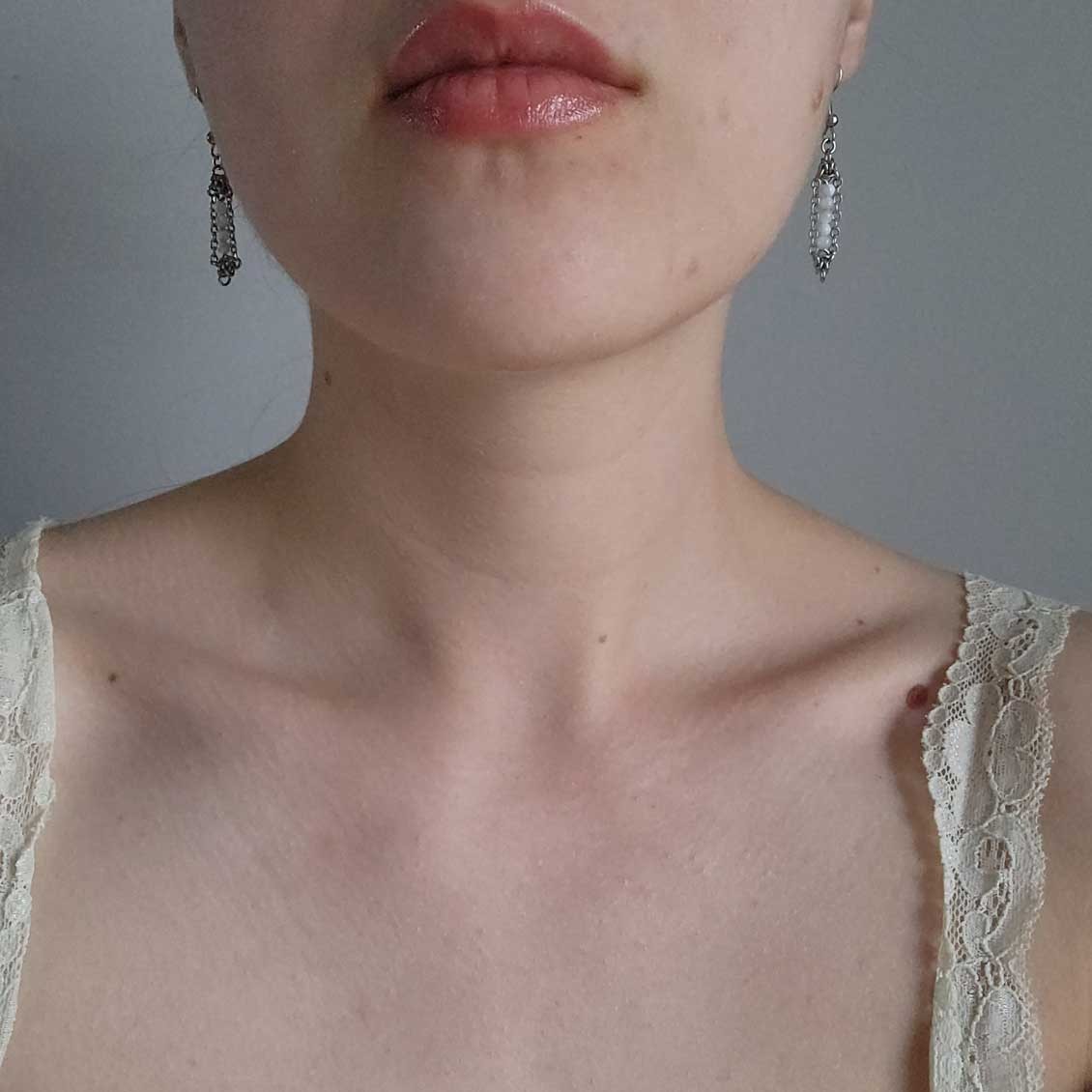 Vintage artisan made long victorian style dainty dangly stainless steel earrings