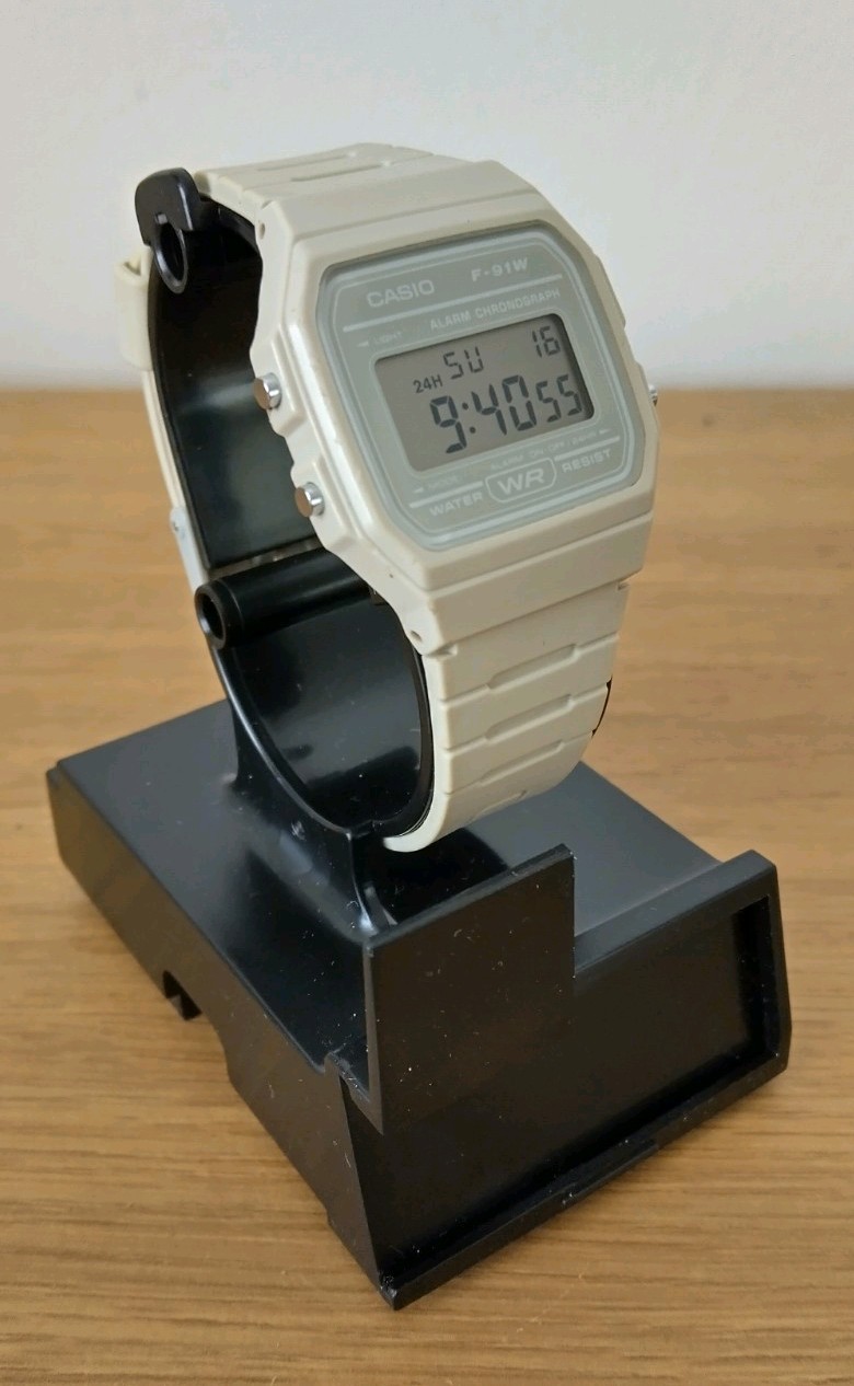 Unique Casio F-91WC-8AEF Upgraded Bright Amber Backlight Rare Beige / Stone Grey