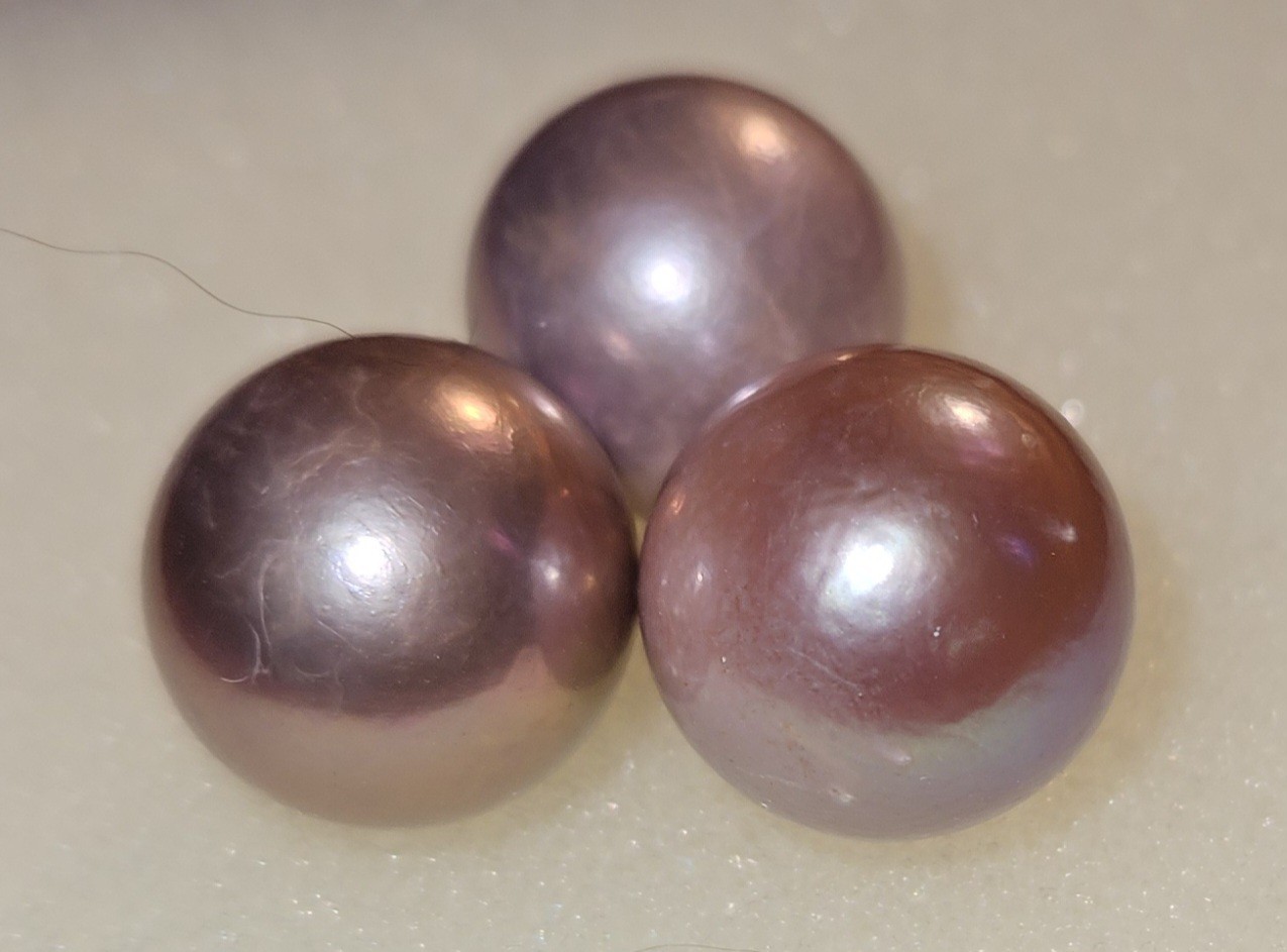 3 DRAGONBALL Natural Freshwater Pearl Light Purple 13.2 13.3 13.4mm Beautiful!!