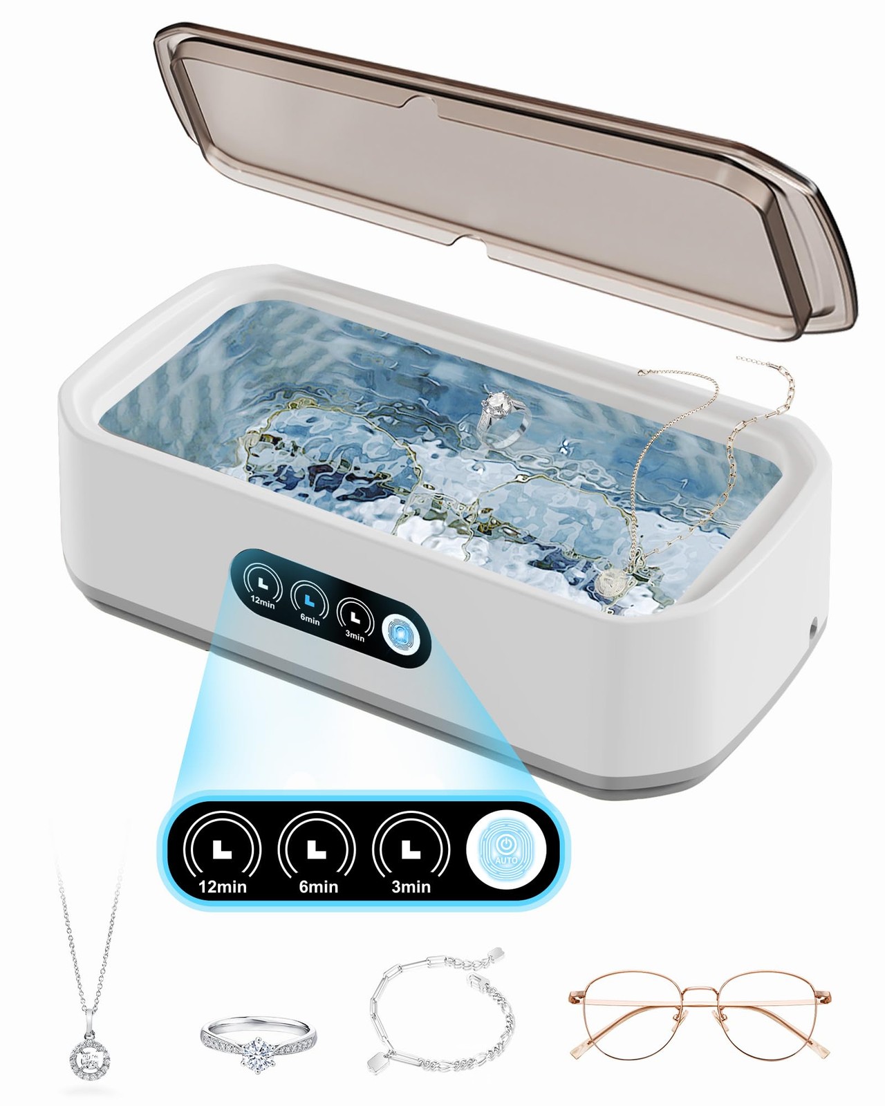 Smart Ultrasonic Jewelry Cleaner – Powerful Portable Ultrasonic Cleaner for Glas