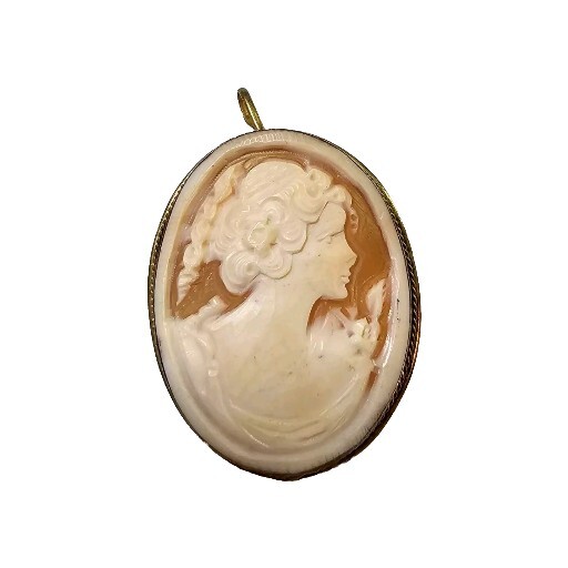 Vtg 925 sterling silver carved cameo brooch pin / pendant- 5.09g