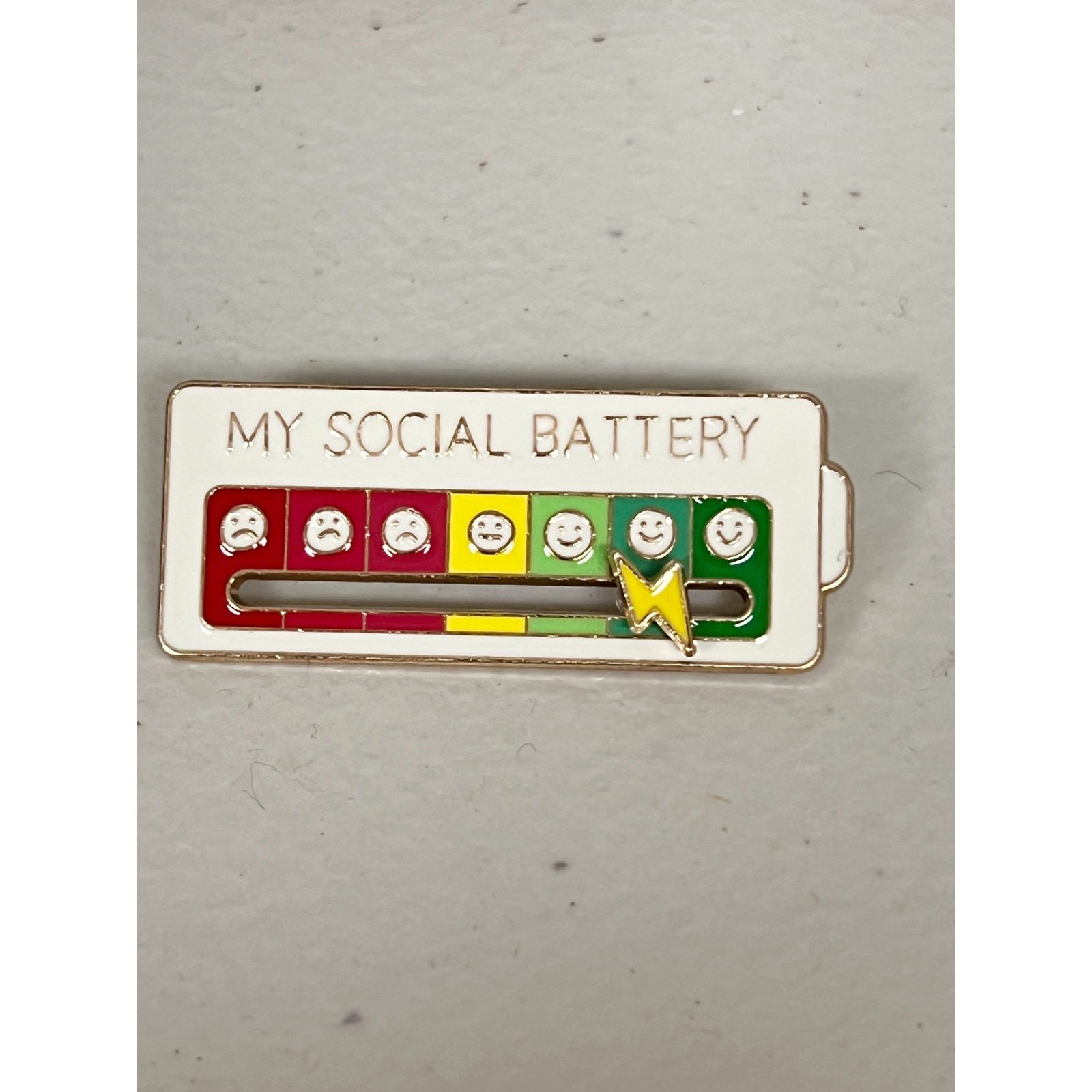 1X Sliding Social Battery Mood Tracker Enamel Pin Adjustable Energy Brooch