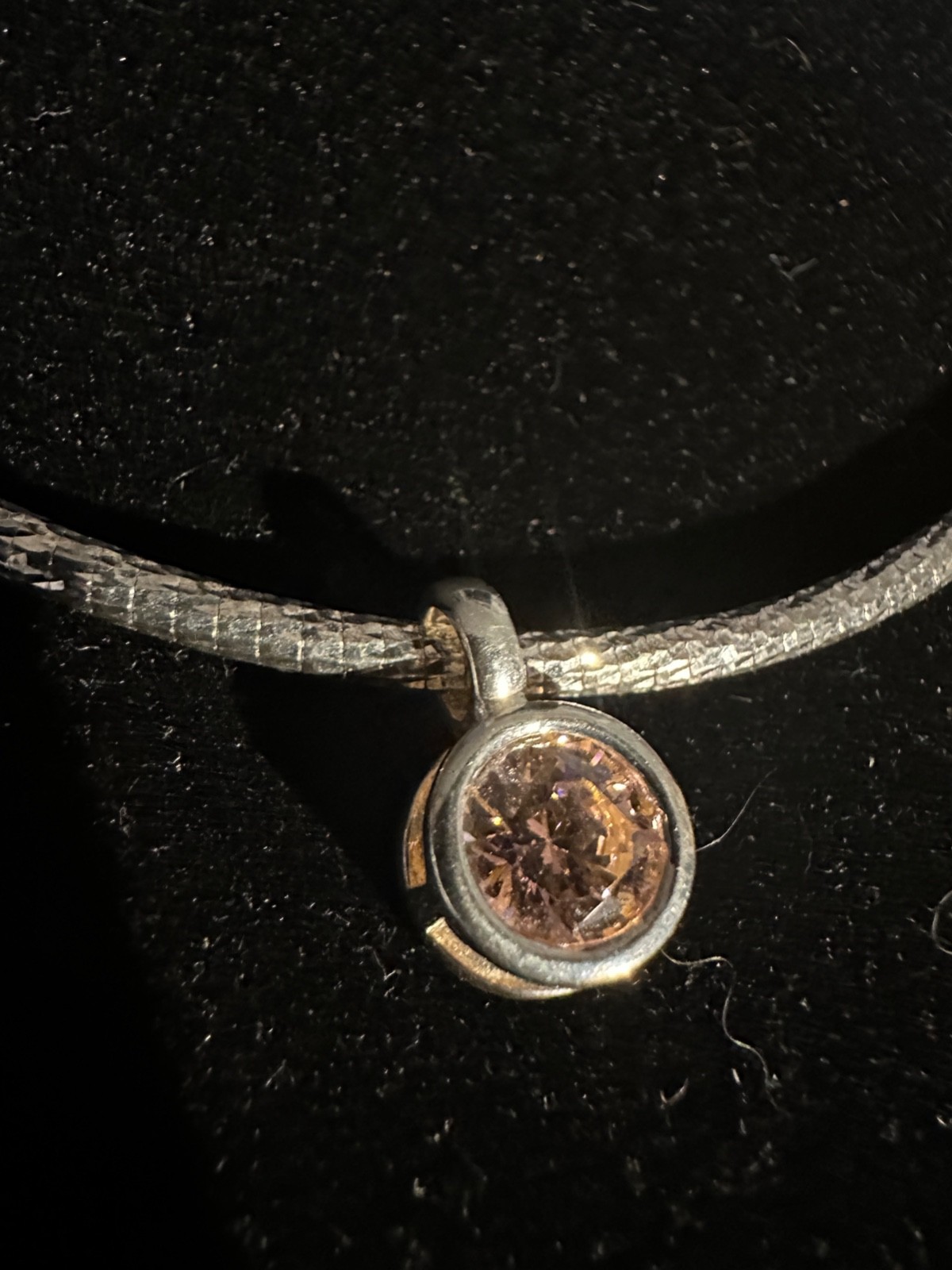 Milor 925 Silver Necklace with Pink Gem