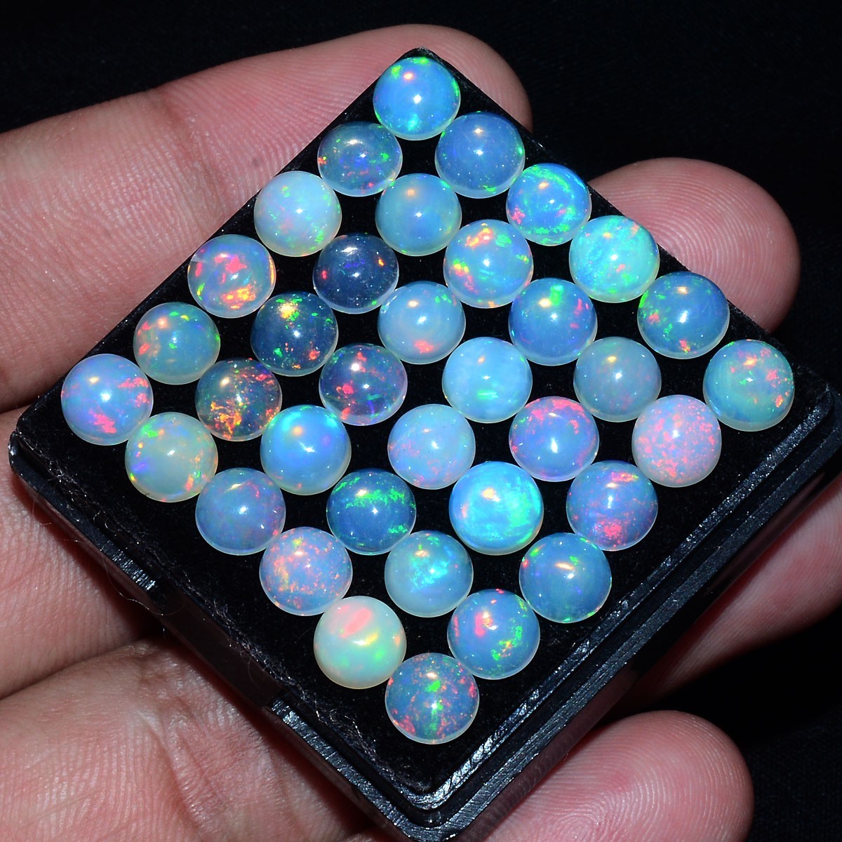 15 Pcs Natural Opal Ethiopian 7mm Hi-Grade Round Flashy Colors Loose Gemstones
