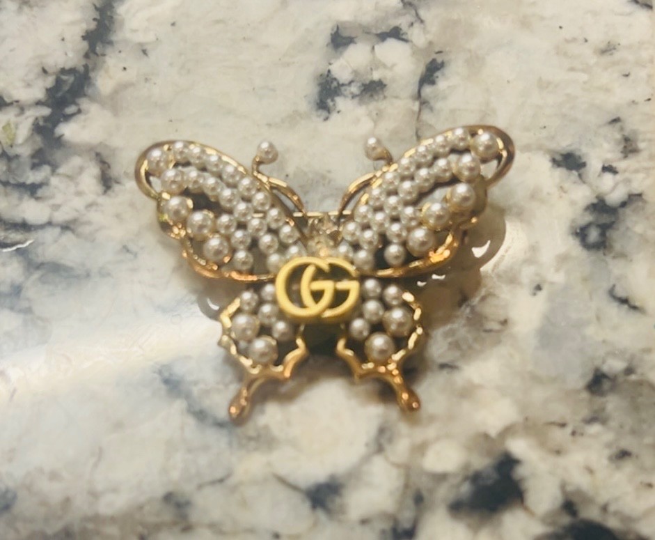 Stunning Repurposed GG Gucci Pearl Bee brooch
