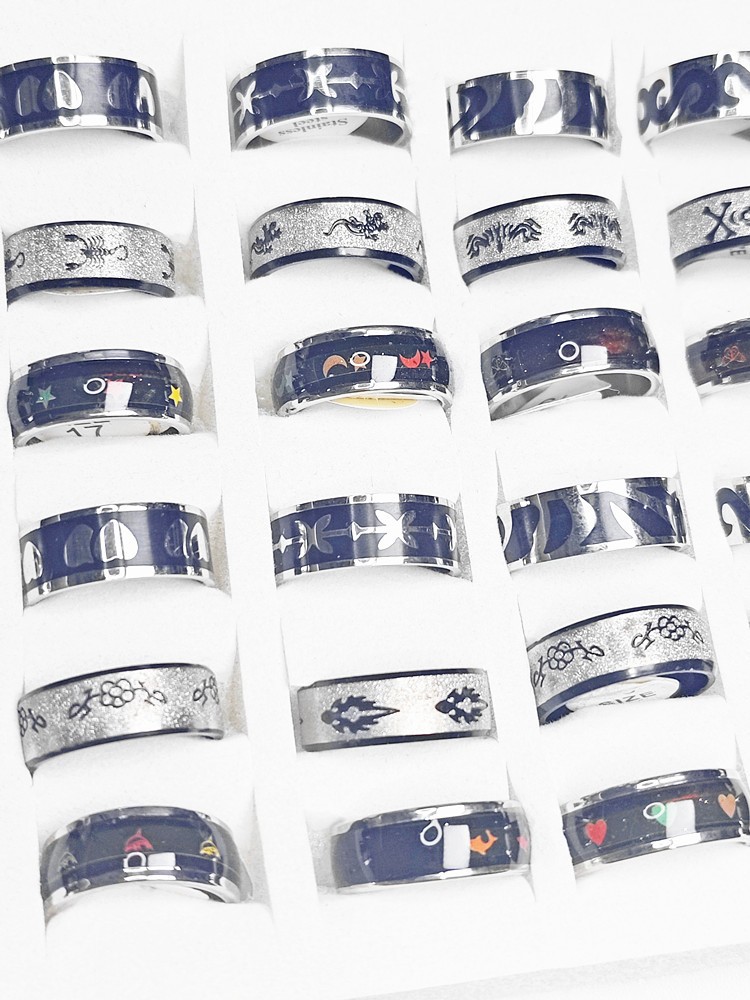 36 Pcs 3 Styles Mixed Stainless Steel Rings Unisex Stackable Bulk Jewelry Set