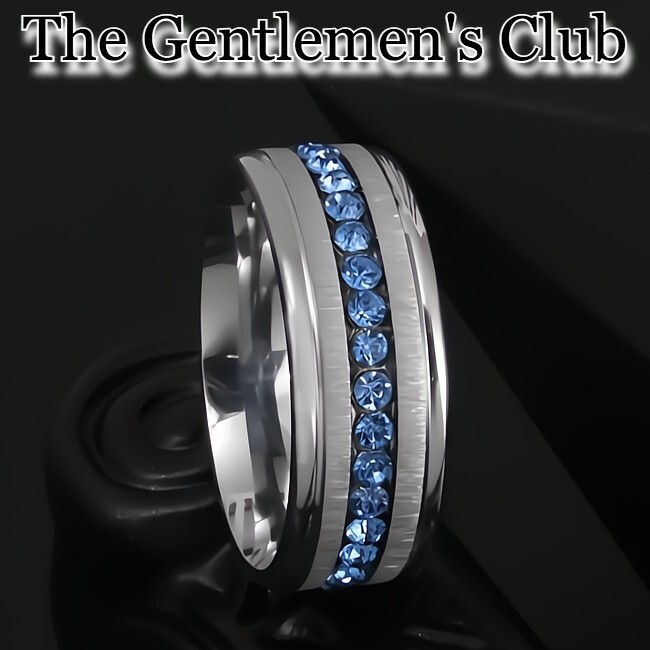 1.9K+ Sold THE GENTLEMEN’S CLUB, 8.0MM SKY BLUE 3A+ CZ TUNGSTEN RING SZ 9-12