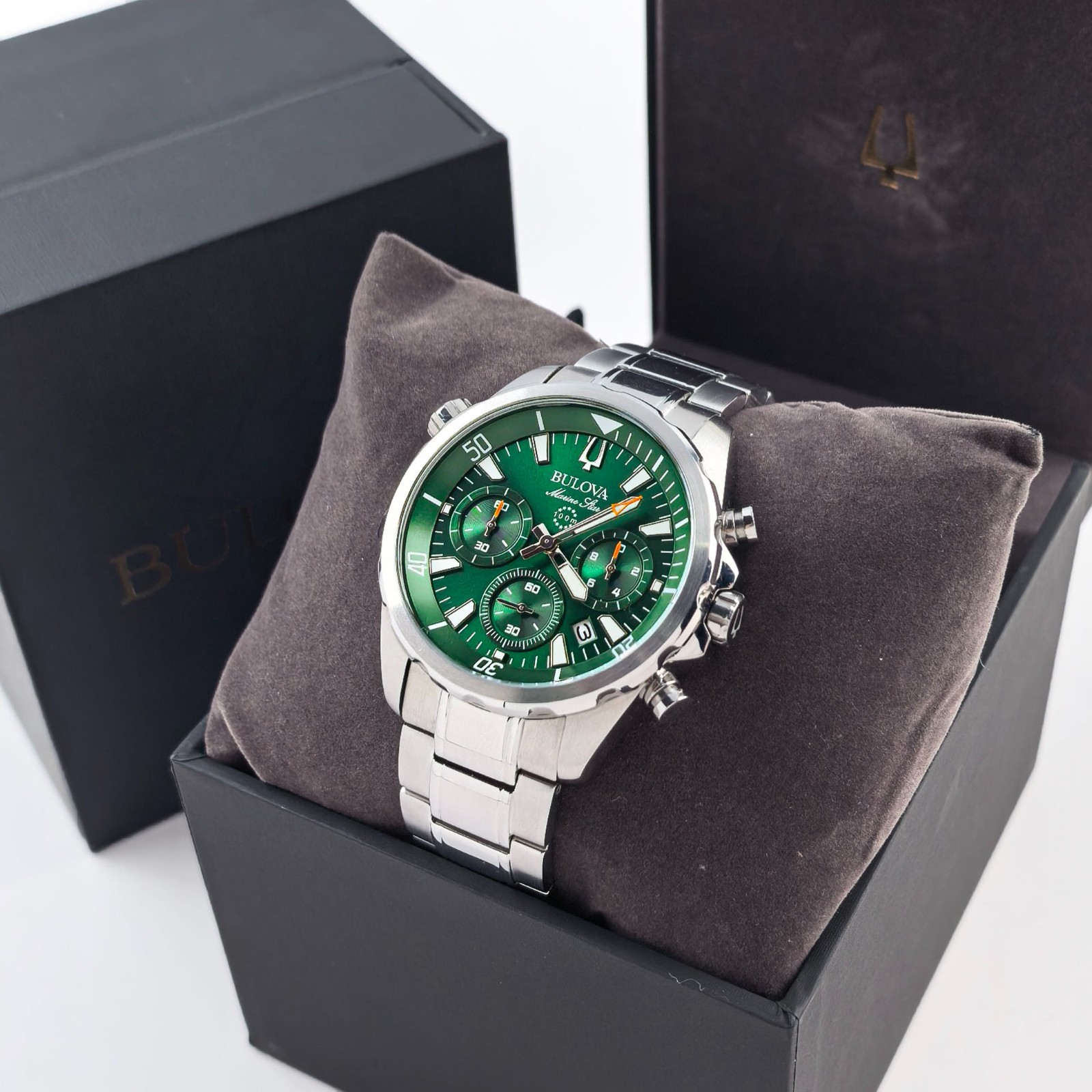 Bulova Classic Marine Star Green Dial Chronograph Men’s Quartz Watch 96B396