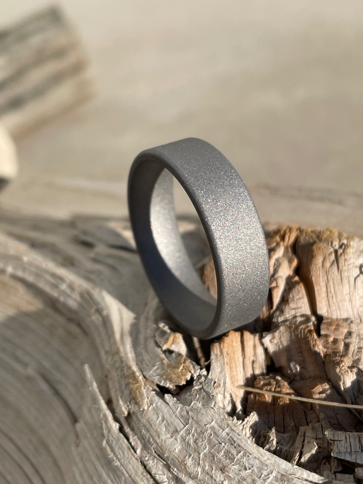 Sandblasted Comfort Fit Ring, 7mm Width Titanium Band, Made in Your Size