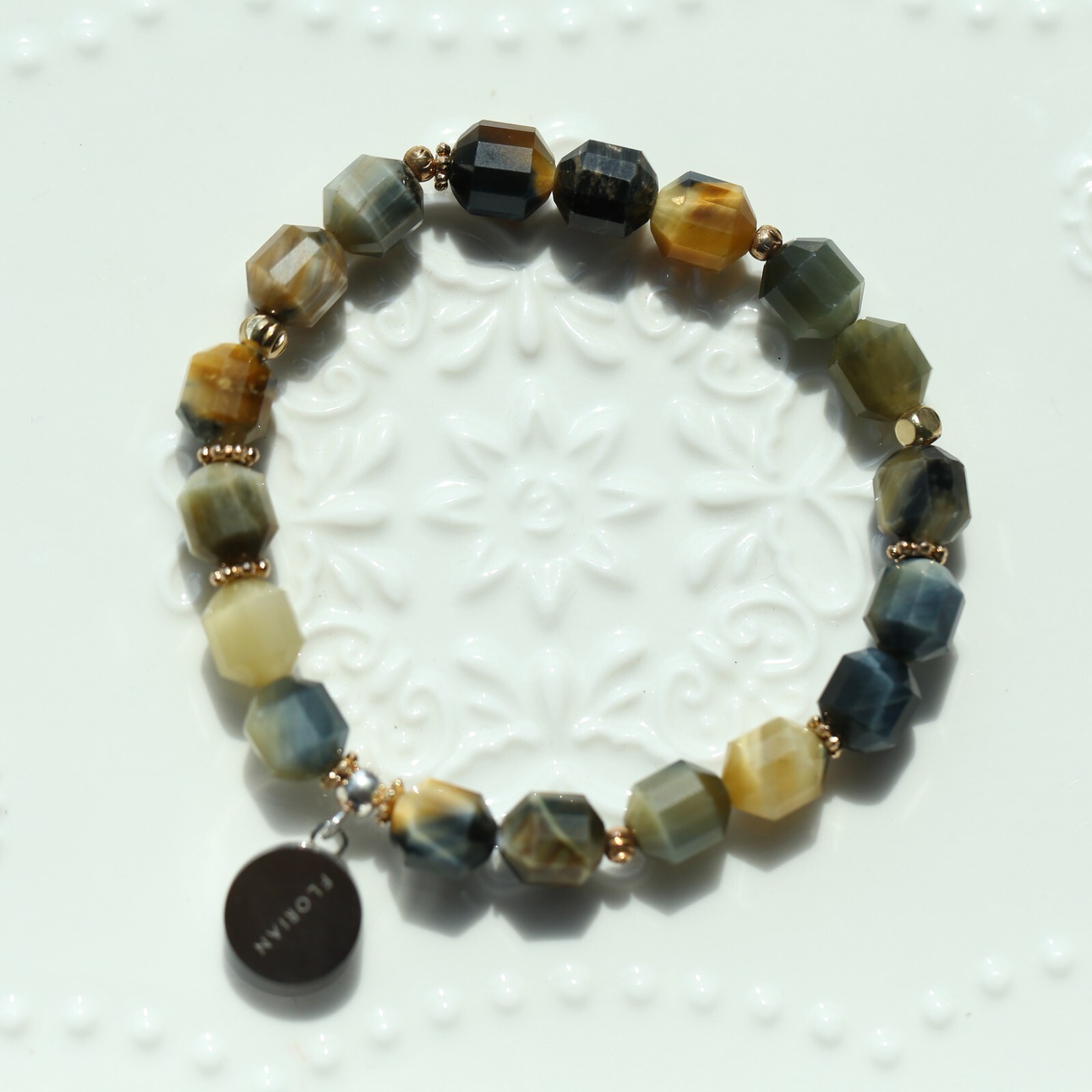 Essential Oil Diffuser Healing Bracelet with Blue Tigerite & Aroma Oil FJA07