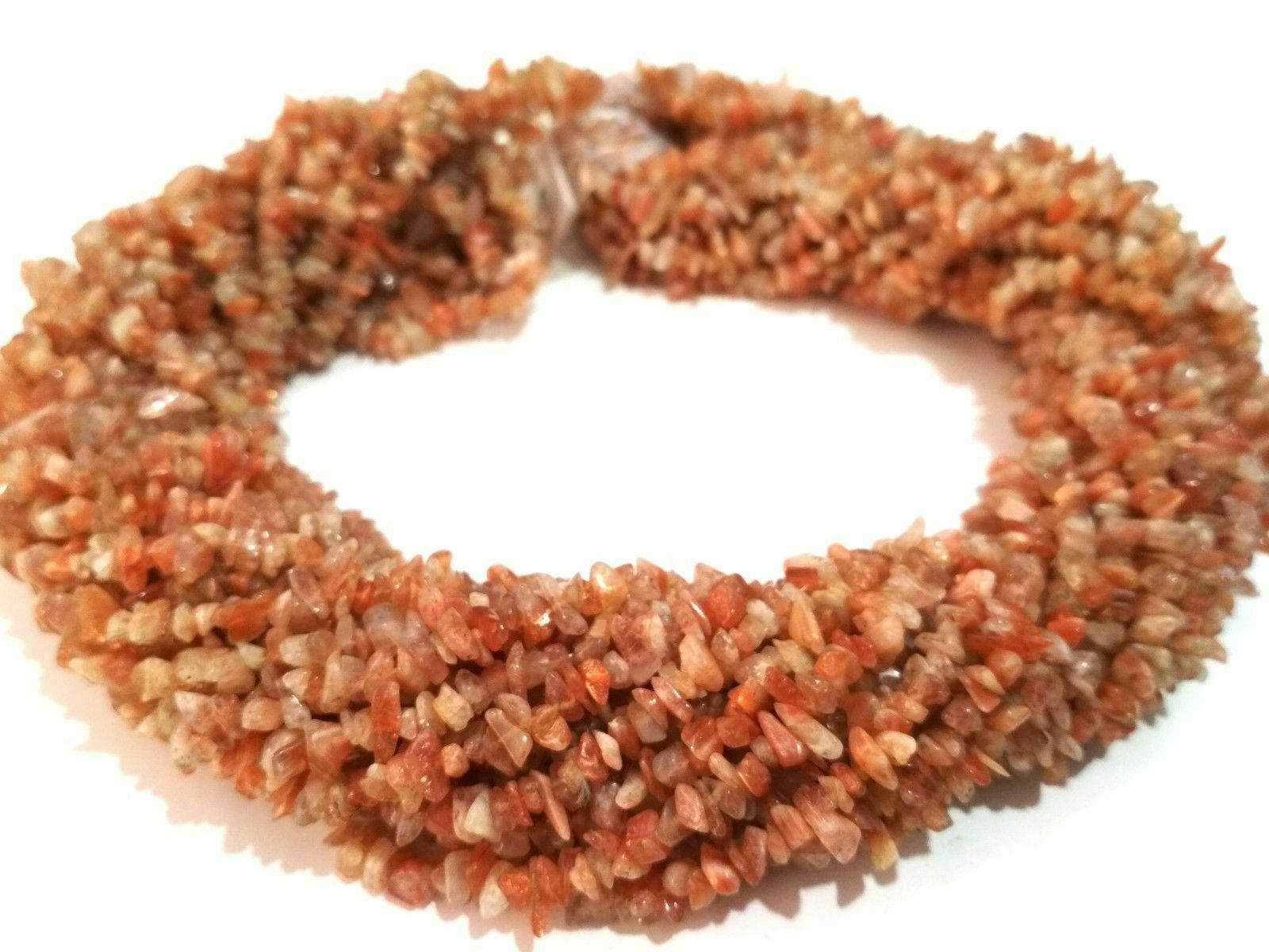 Sunstone 5 Strand Lot Natural Chip Nugget 4-6mm Smooth Gemstone Beads 34″Inch