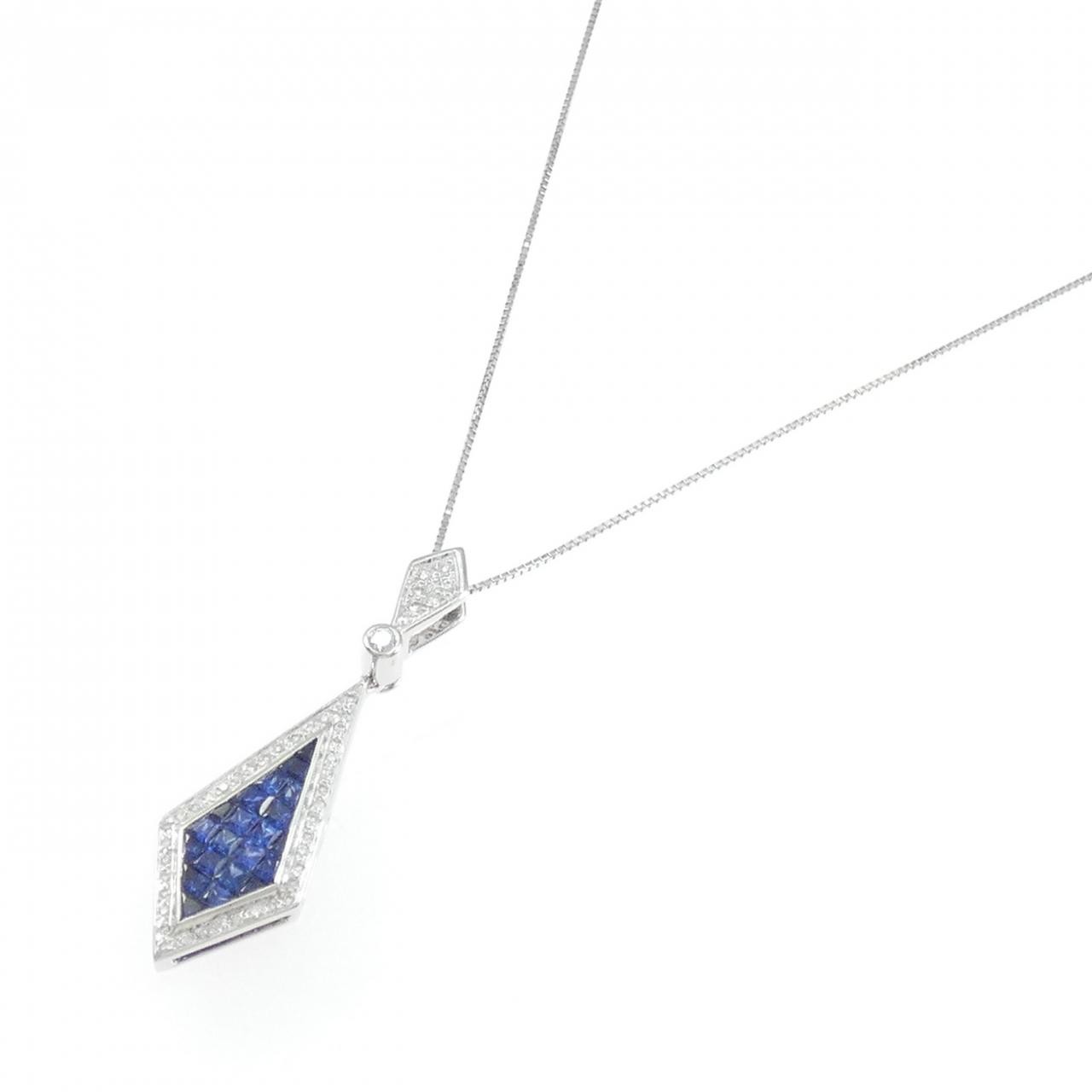 Authentic 750WG/K18WG Sapphire Necklace 1.97CT #270-004-157-7926