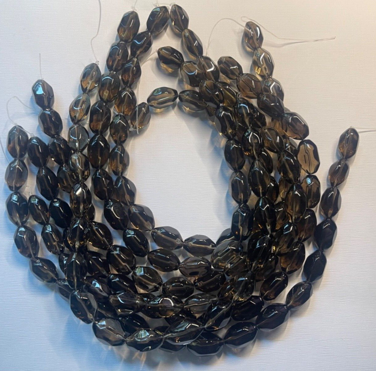 ONE STRAND 16″ SMOOTH FACETED NUGGETS SMOKY QUARTZ 20X15 MM BELOW WHOLESALE!!!
