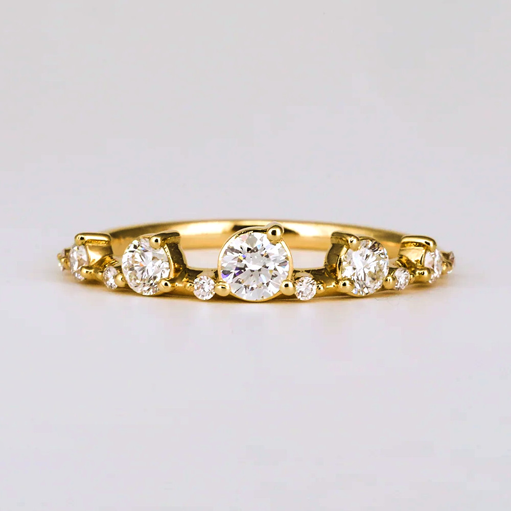 Diamond Stacking Band Yellow Gold 0.50 Ct Lab Grown 18K GLI HRD Round Cut Ring