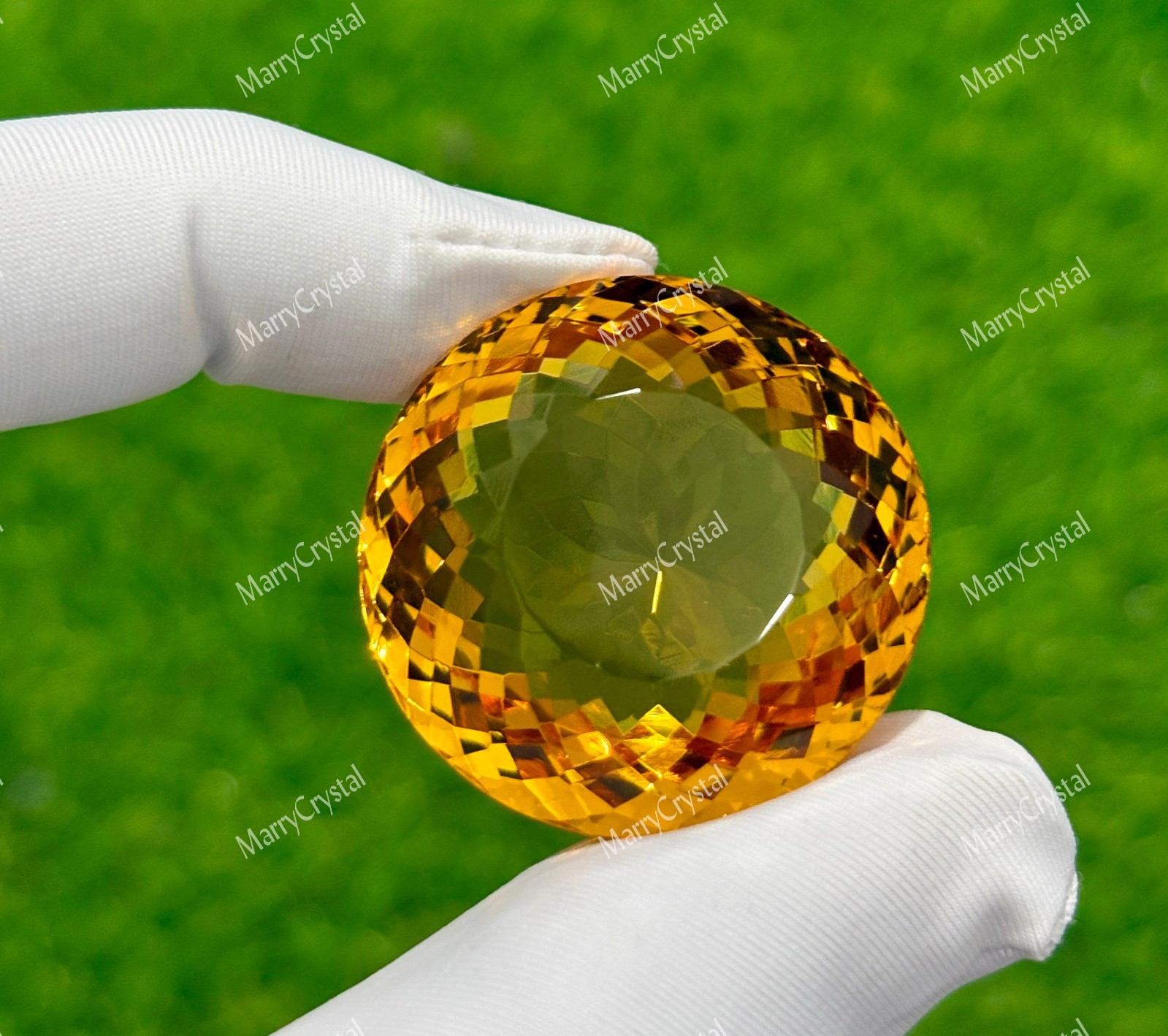 105 Ct Top Color Madeira Yellow Citrine Round Shape Glass Field Loose Gemstone