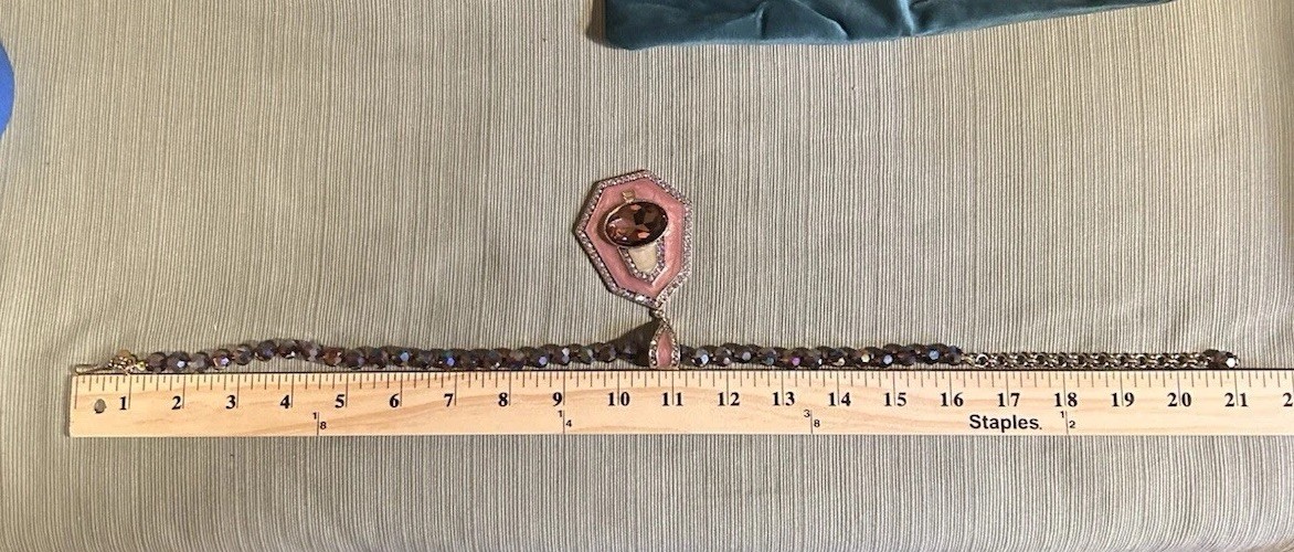 Heidi Daus “Well Connect” Swarovski Merlot Crystal Pendant Glass Beads Necklace