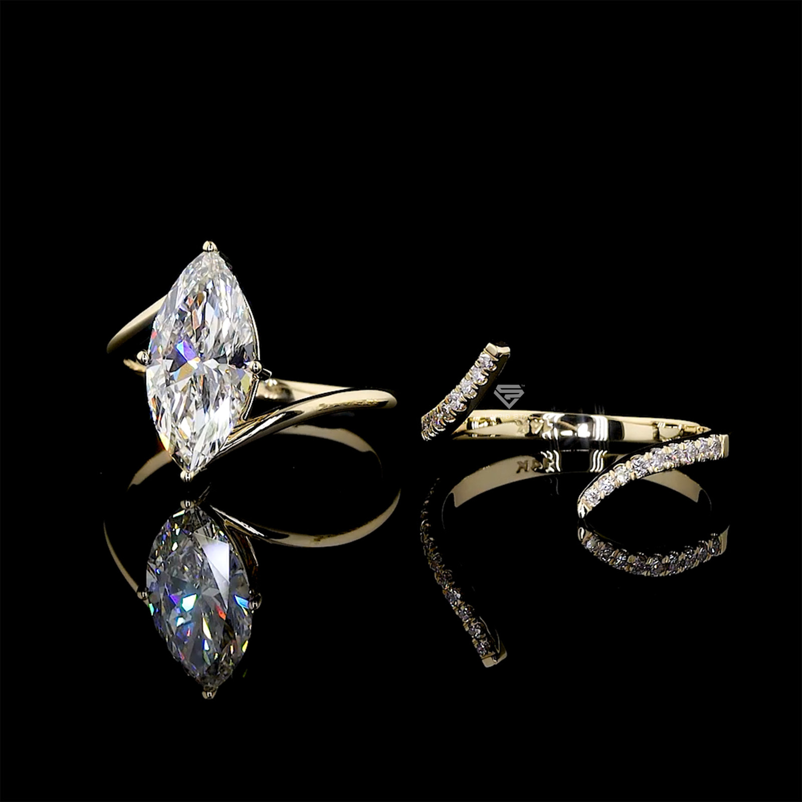 2.40CT Marquise Cut Lab Grown Diamond Ring G VS1 IGI 14K Yellow Gold Size 6