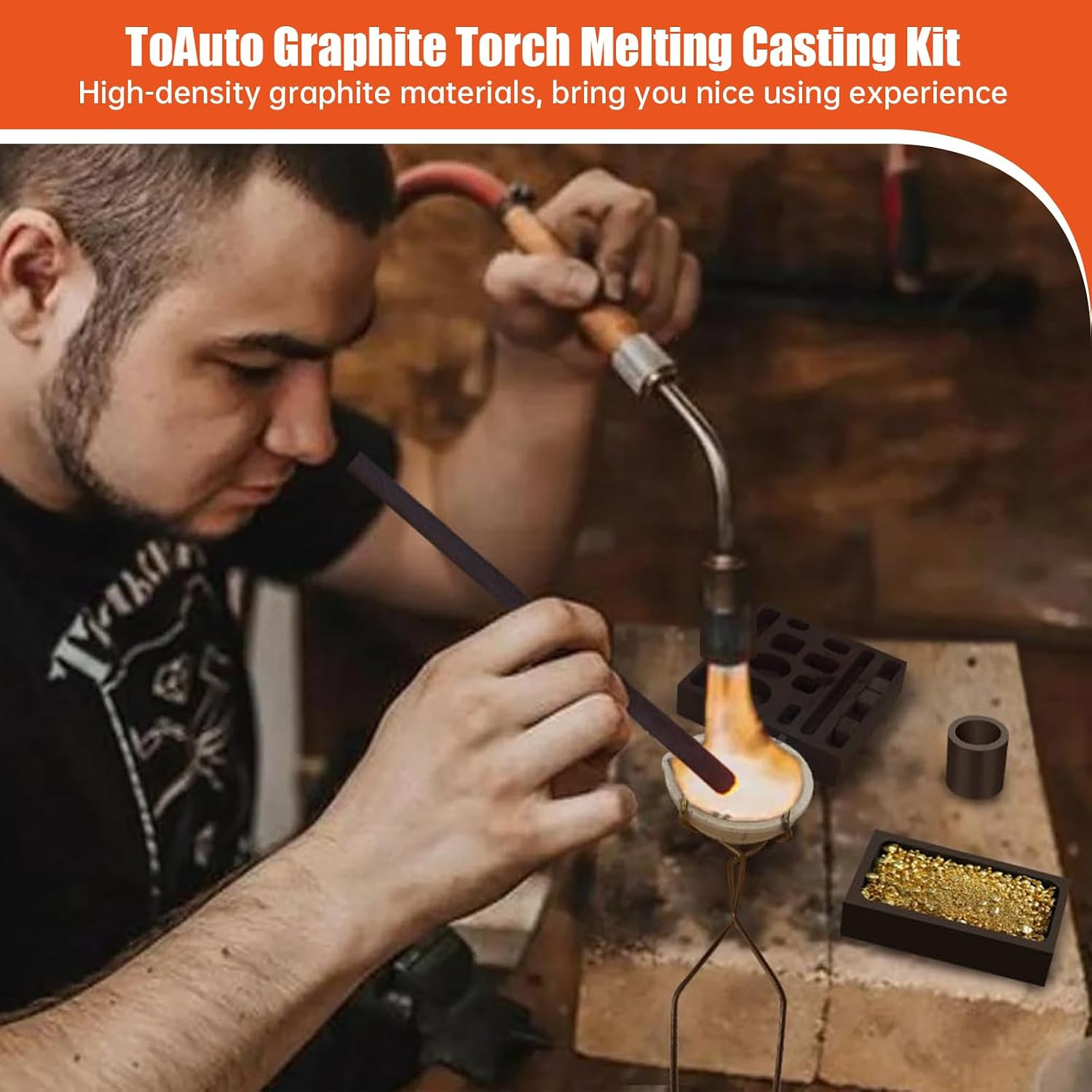 9 Pieces Graphite Torch Melting Casting Kit, Includ 2 Crucible Stir Stick|Castin