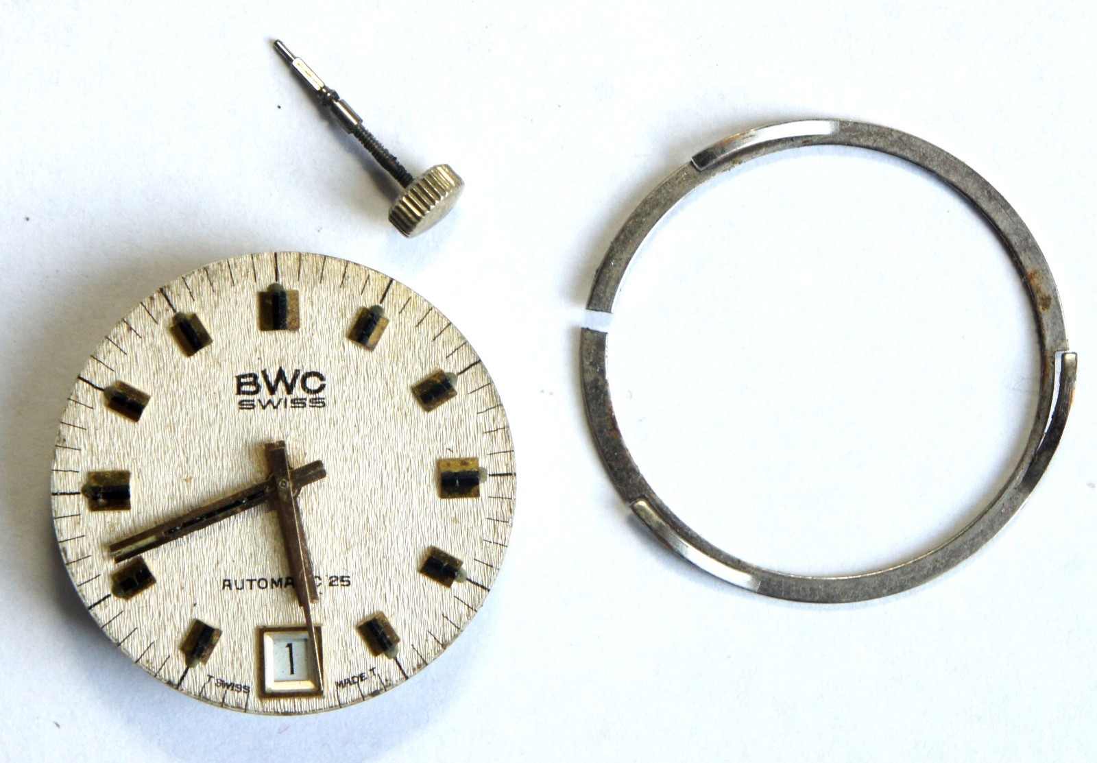 Vintage BWC Swiss Automatic Watch Movement ETA 2782 25 Jewels Dial Parts Repair