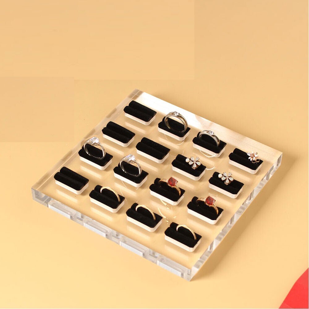 2x Acrylic Ring Display Stand Rings Support Rack Jewelry Retail Holder Organizer