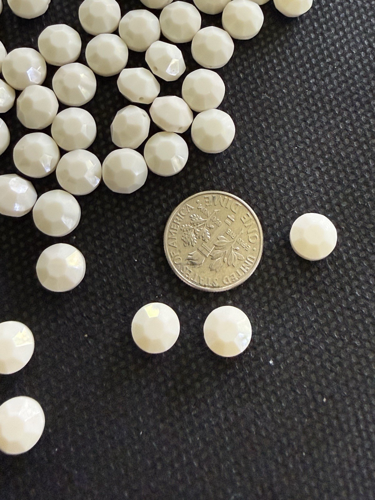 Ivory Opaque Glass Round Beads 5mm Faceted with matte/glossy finish (5 oz.)