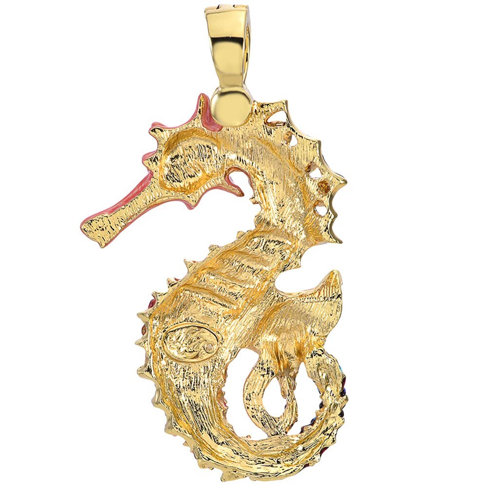 KIRKS FOLLY Sabrina Seahorse Fold Over Pendant goldtone