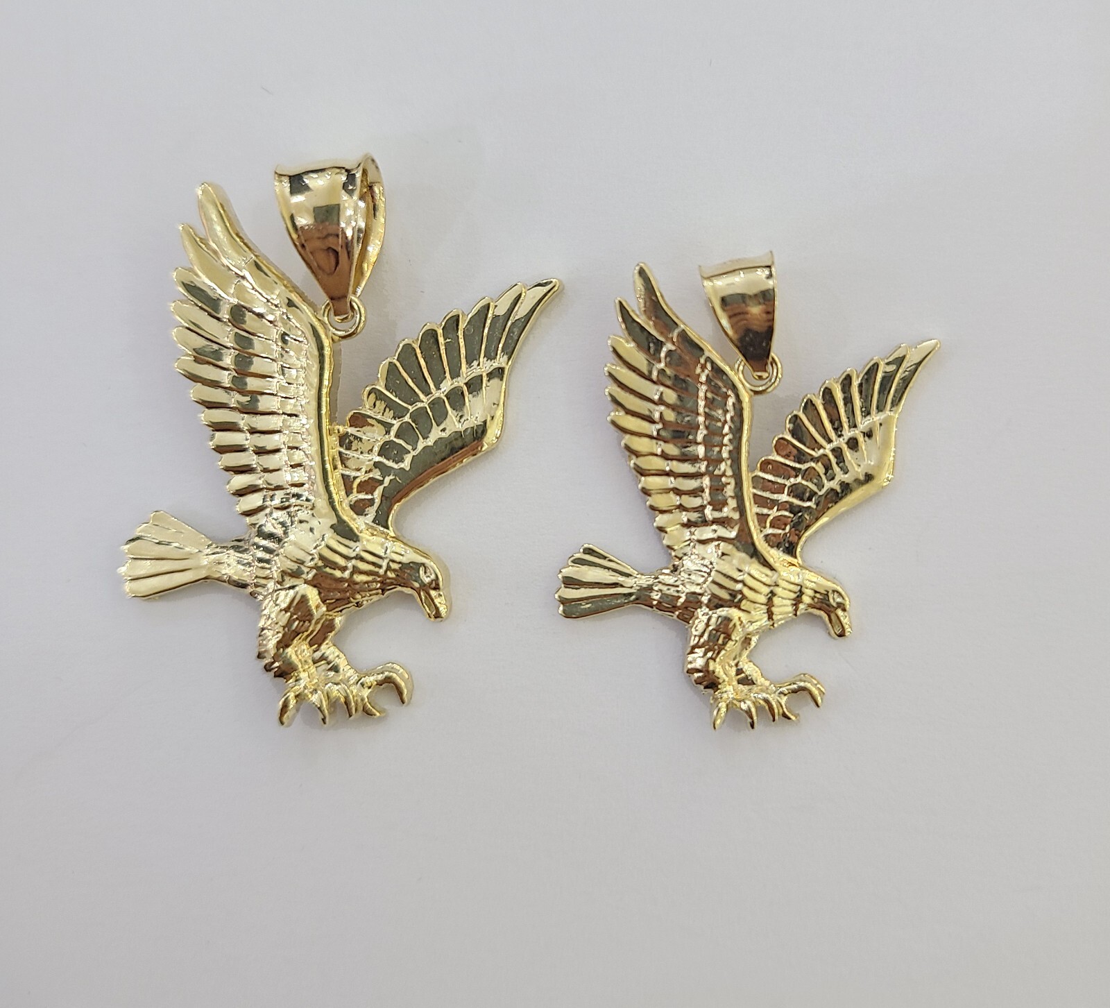 10K Yellow Gold Flying Eagle Charm 1 – 2″ Inch Bird Pendent Real 10kt