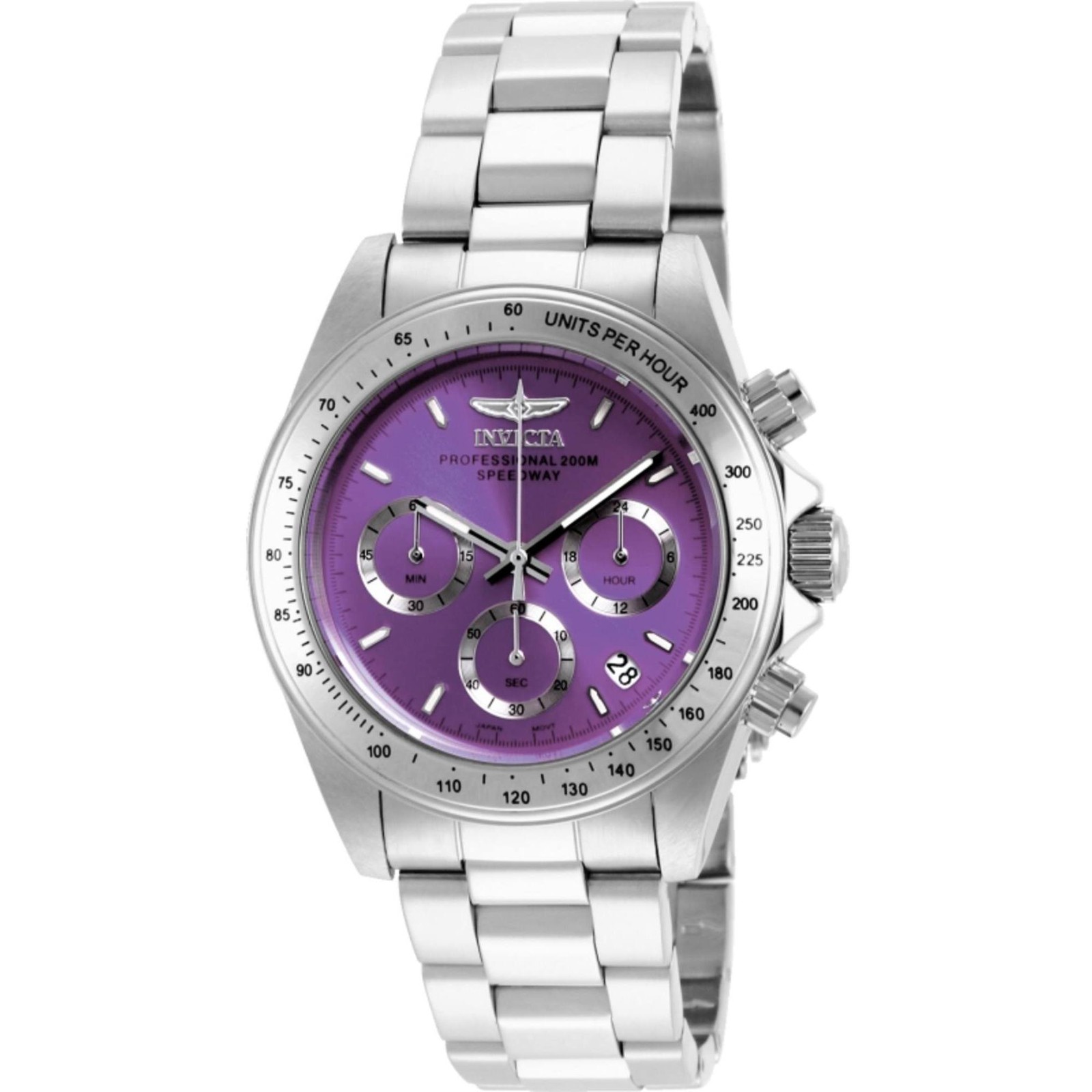 Invicta Women’s Watch Speedway Chrono Purple Dial Silver Tone Bracelet 16656