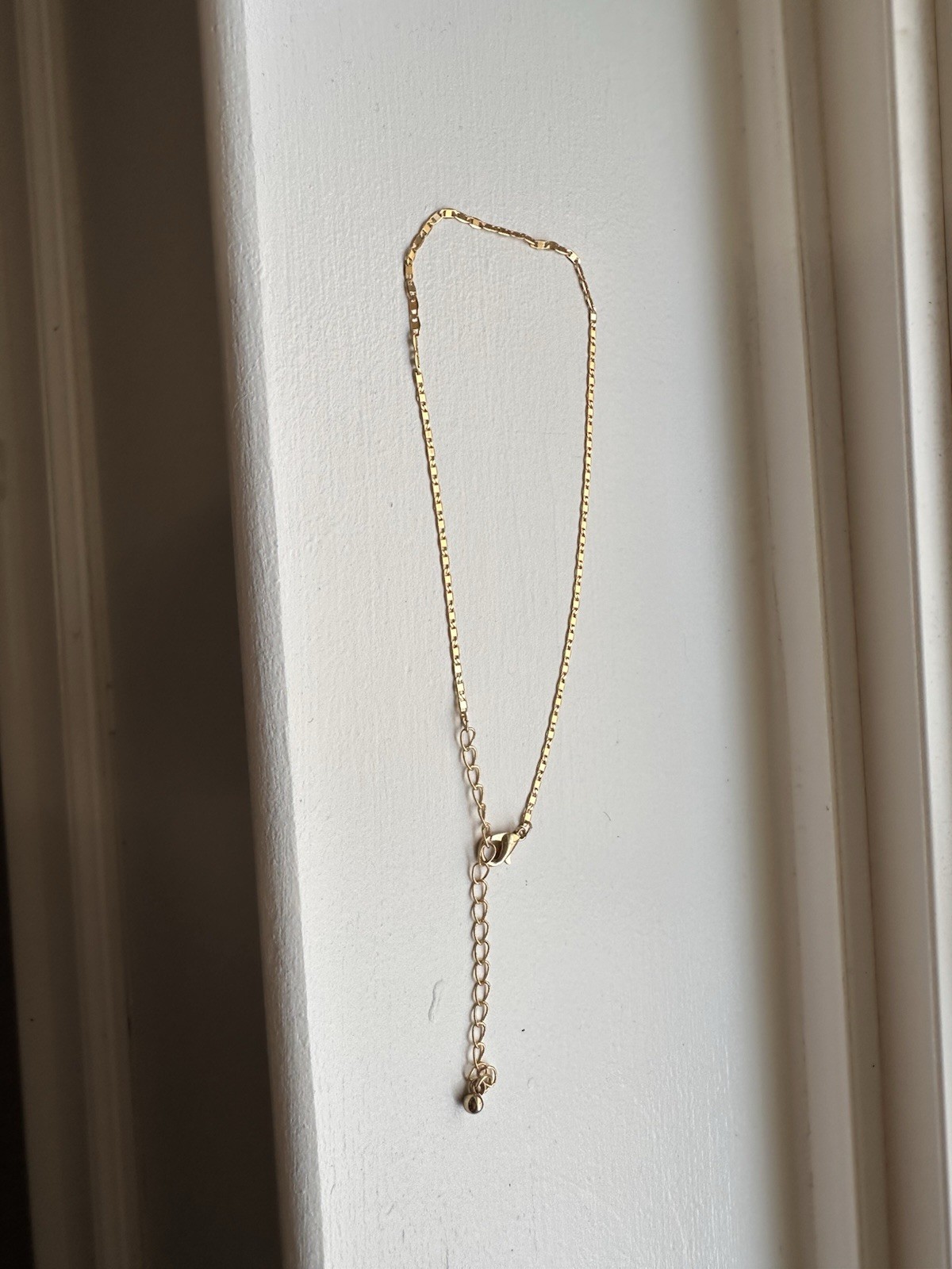 Gold Tone Box Chain Necklace Lobster Clasp Adjustable 14 in No Stone