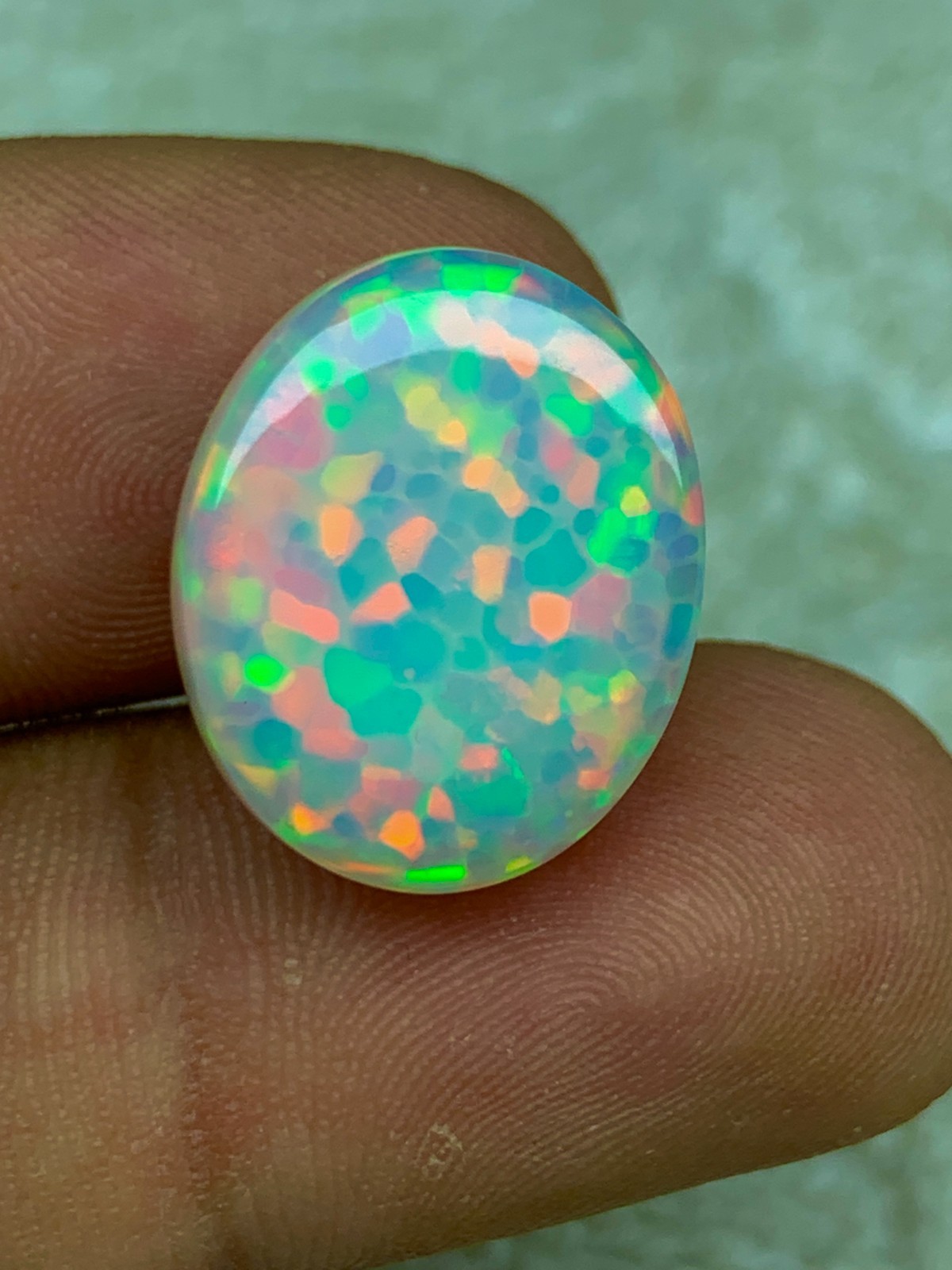 Perfect Honeycomb 12.90crt Natural Ethiopian Welo Opal Oval Cabochon Loose Gem