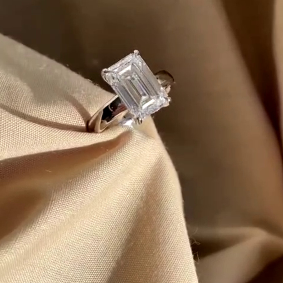 3.30CT Emerald VVS1 Moissanite Wide Band Engagement Ring 14K Yellow Gold Plated