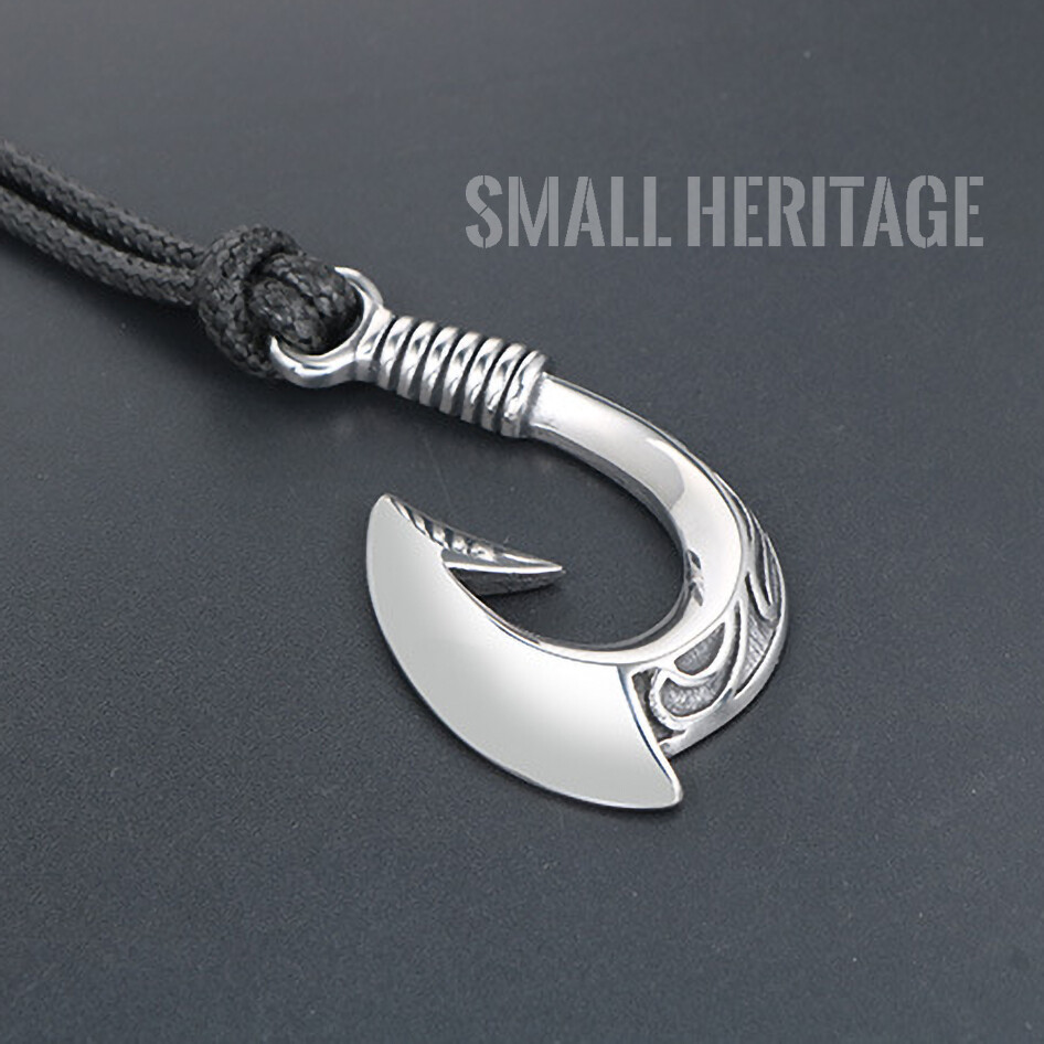 Fishing Hook Pendant Viking Leather Rope Necklace Cord Jewelry Men Women Amulet