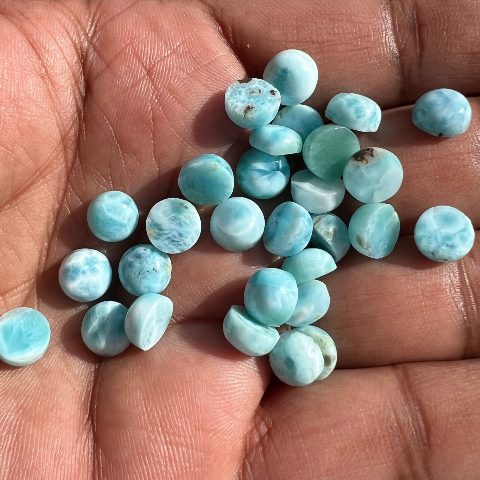 Natural Larimar Round 4×4 mm to 20×20 mm Cabochon Loose Gemstone Lot