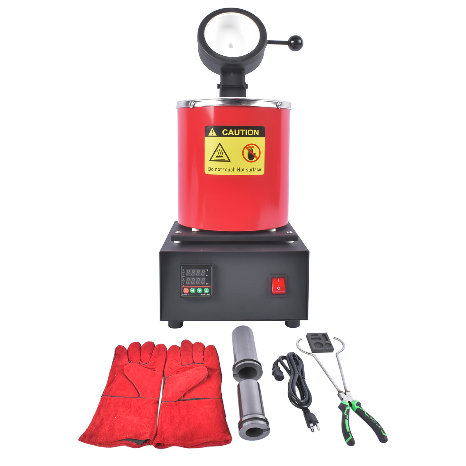 Gold Melting Furnace 1500W 1150°C/2102°F for Smelting Metal 110V 1KG 2KG 3KG Red