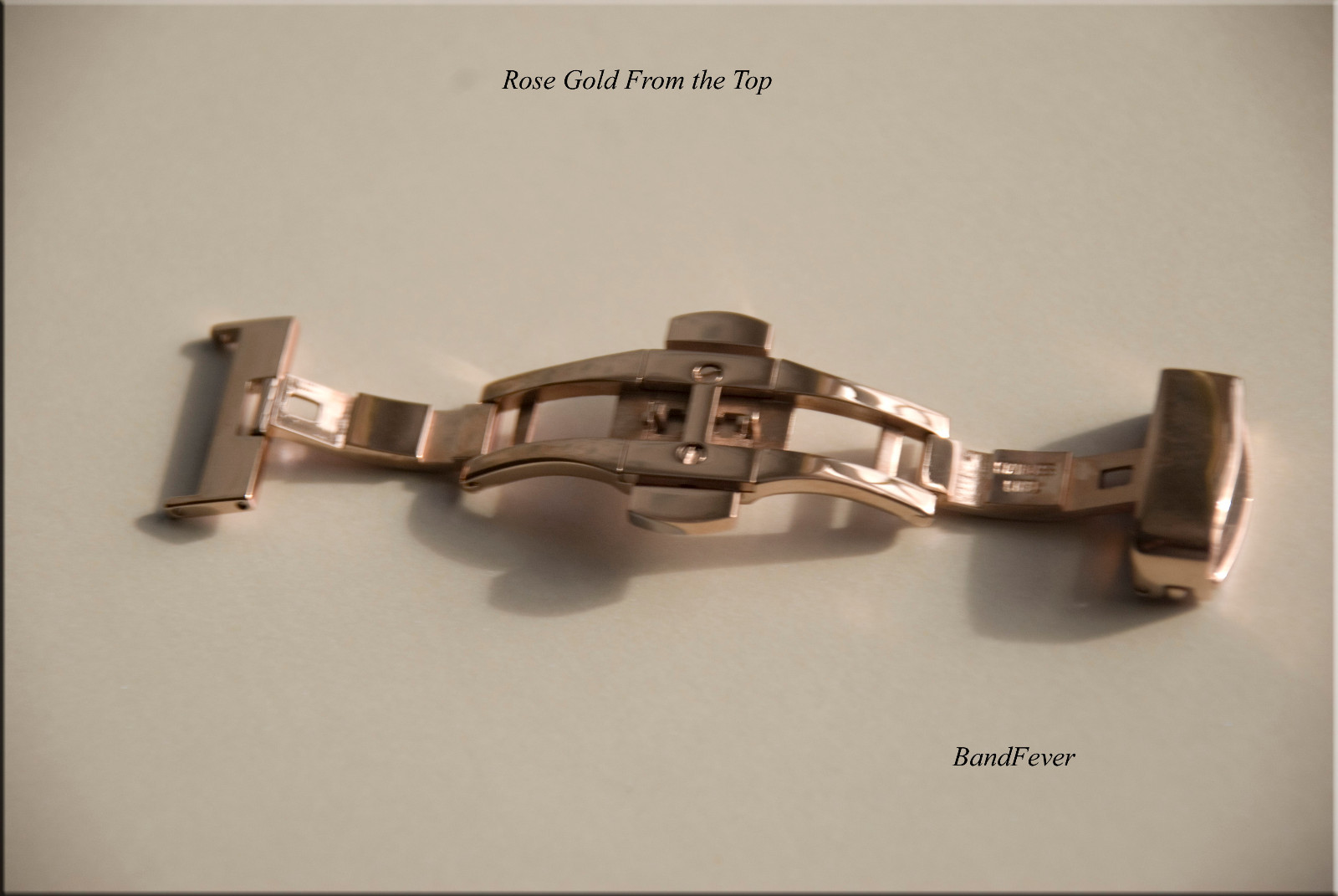 18mm Rose Gold Butterfly Deployant Buckle Double Push Spring Watchband Clasp