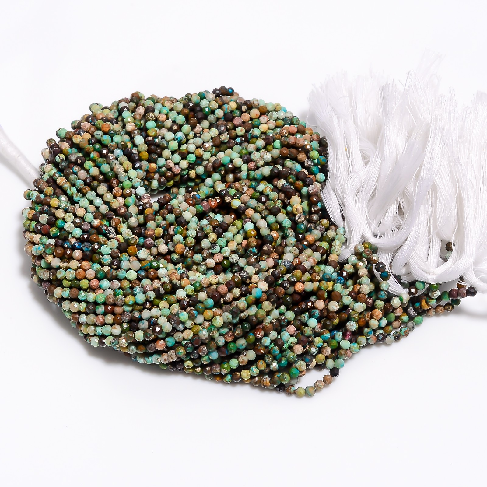 Natural Bio Chrysocolla Gemstone Round Micro Faceted Beads 2.5-3 mm Strand 12.5″