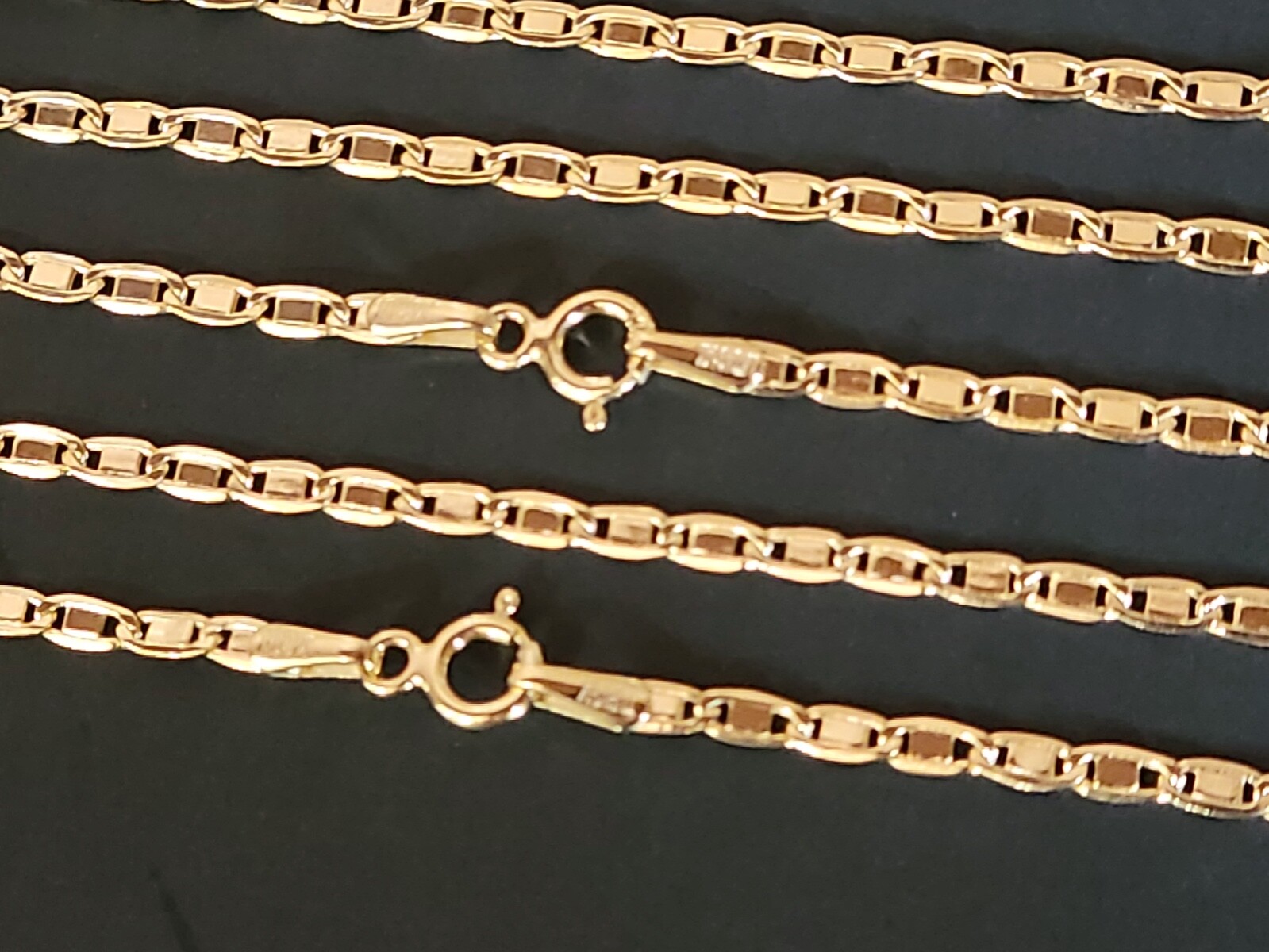 14K Solid Yellow Gold 2.3 mm Valentino Chain Necklace 18″, 20″, 22″.