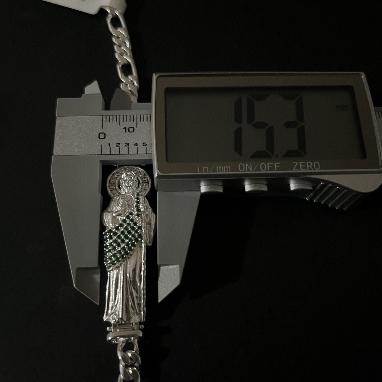 Esclava fígaro con dije de San Judas Tadeo plata 925 – 8 inch