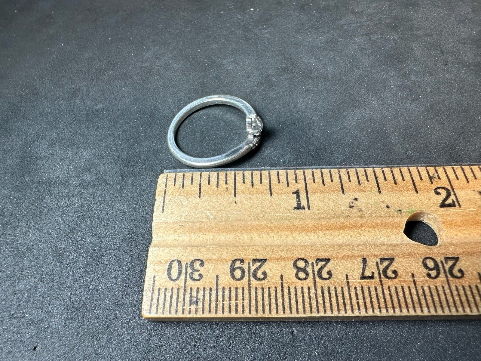 1.63g Vintage Sterling Silver 925 Ring Marquise Clear Stone Accent M Size 5