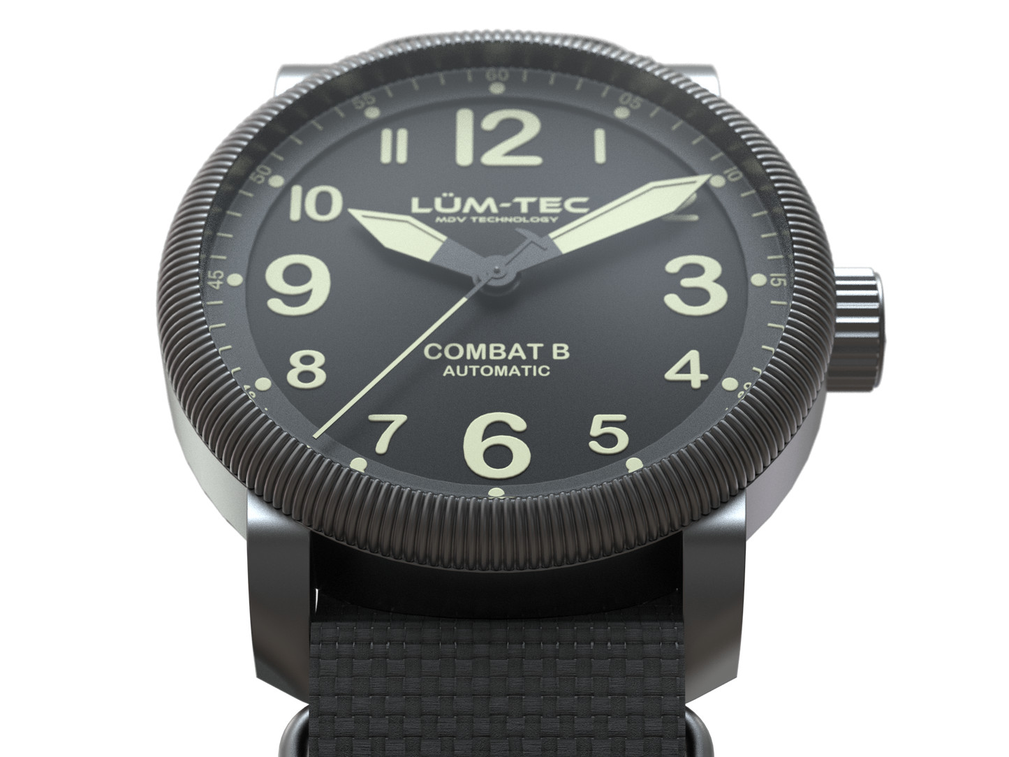 Lum-Tec Automatic Mens Watch Combat B69 43mm Black Dial Miyota Japan 9015 Hack