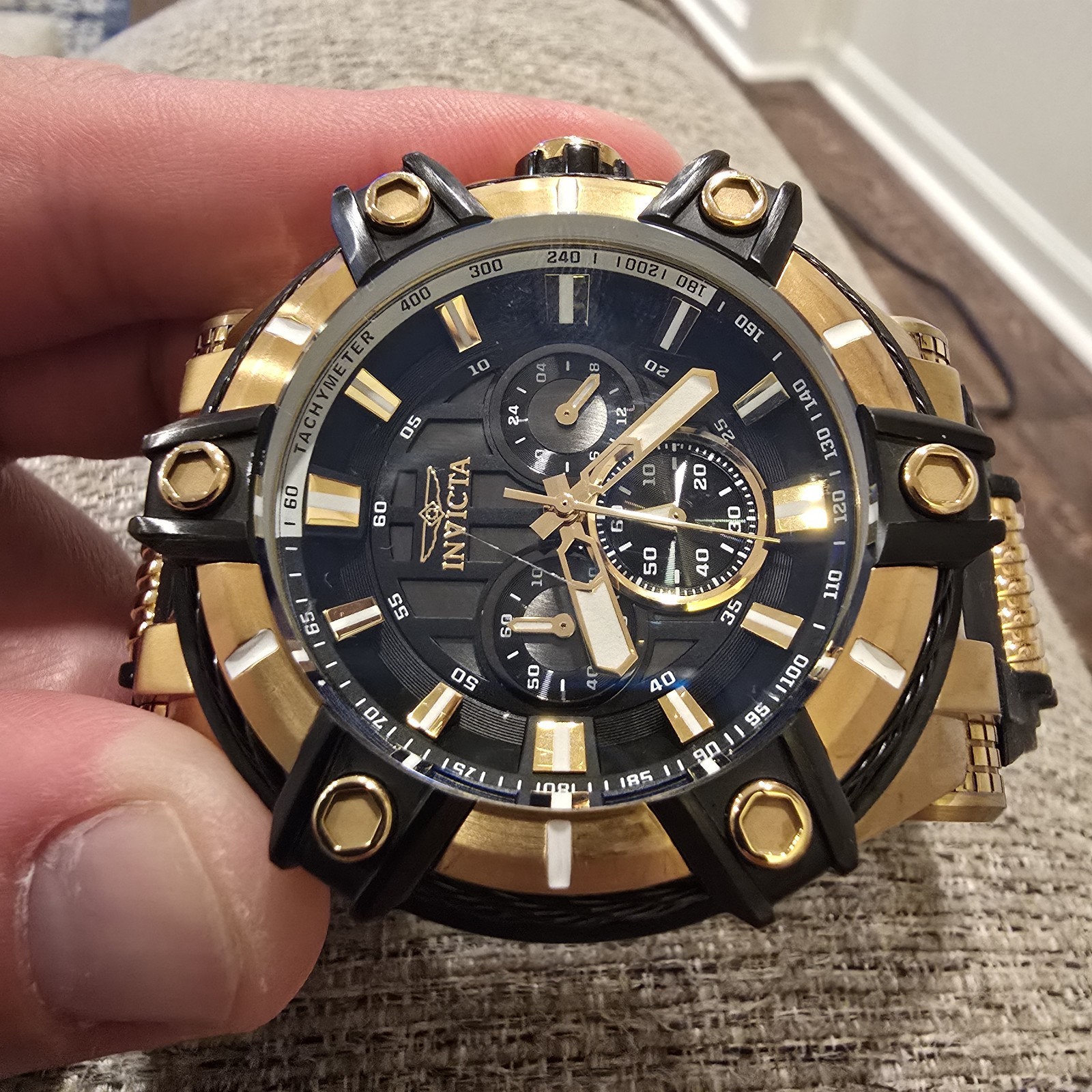 Invicta Men’s Bolt Chronograph Watch 35548 52mm Gold Black