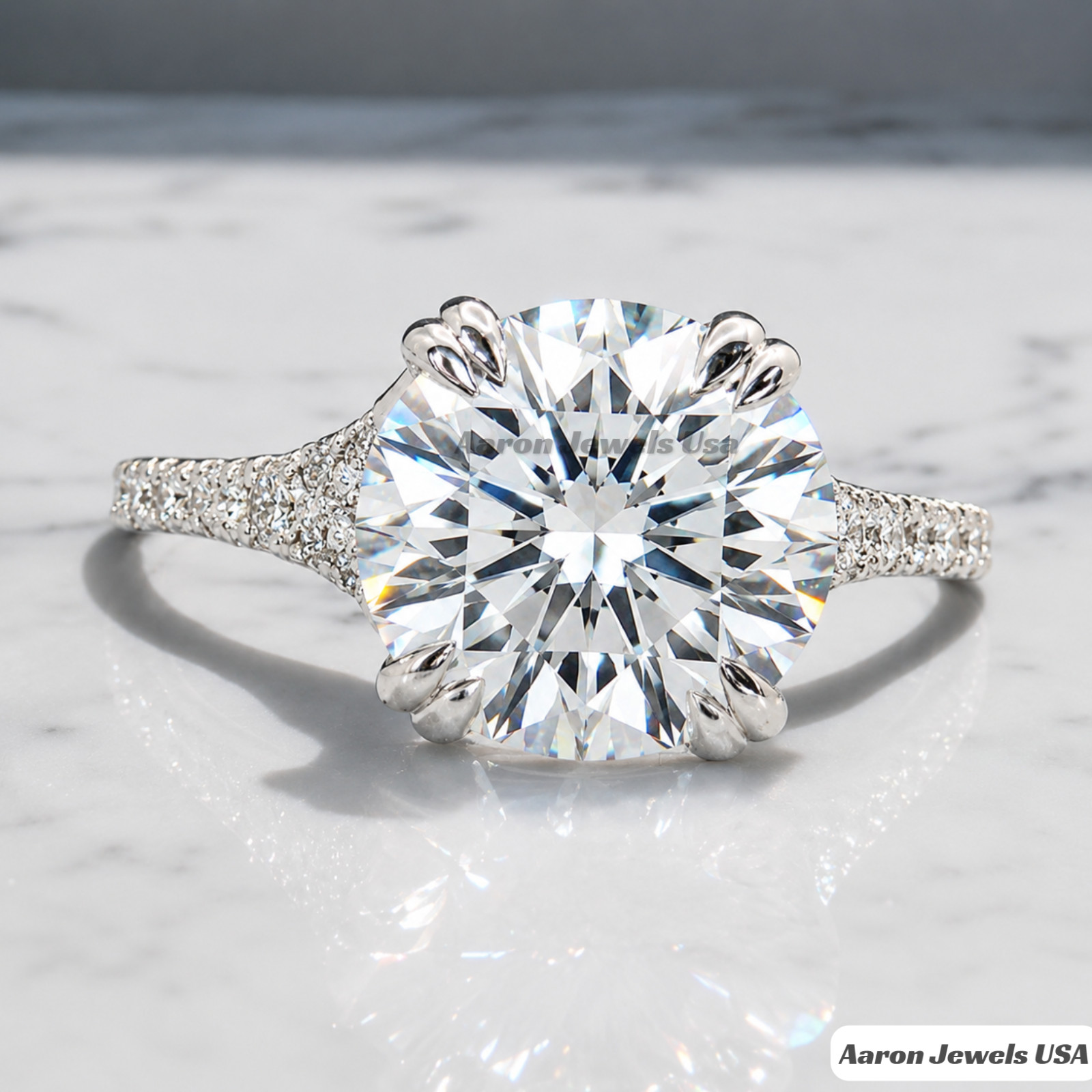 4.50Ct Round Lab Created Diamond Engagement Ring 14K White Gold IGI E VS1