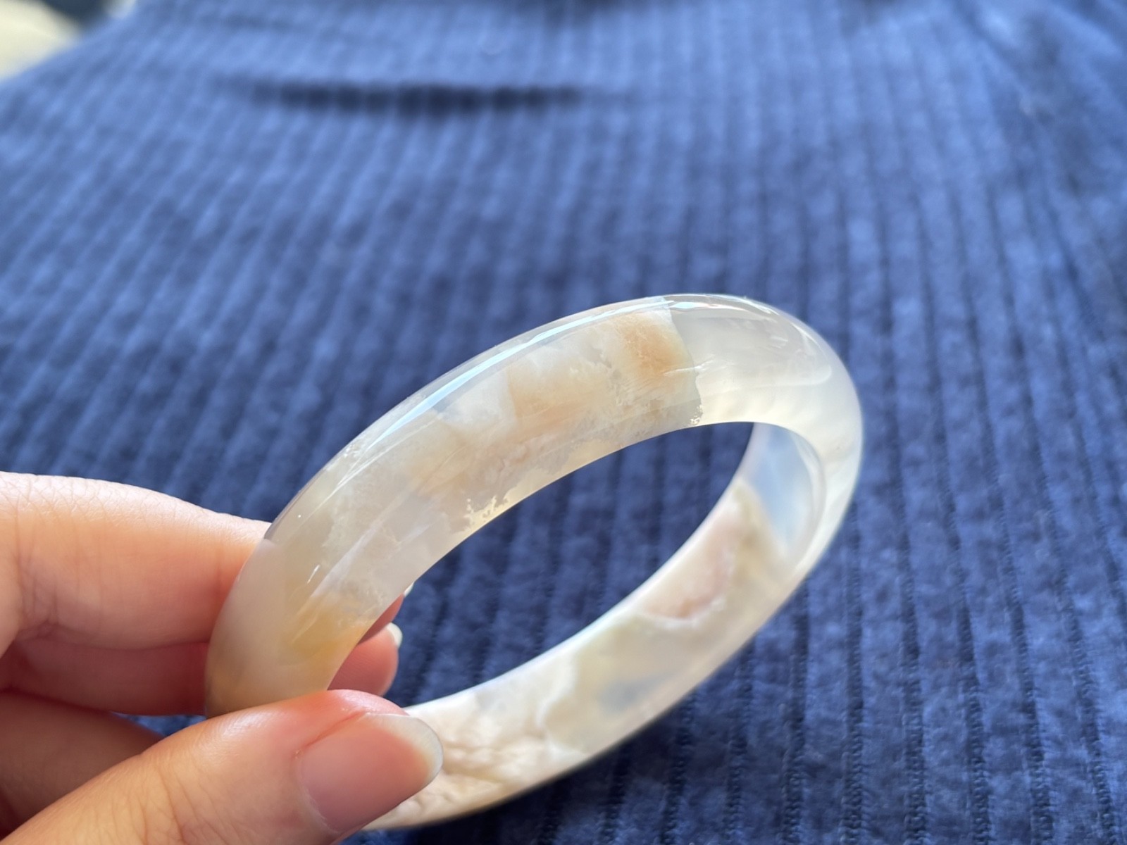 59mm Natural Cherry Blossom Agate Bangle Sakura Flower Quartz