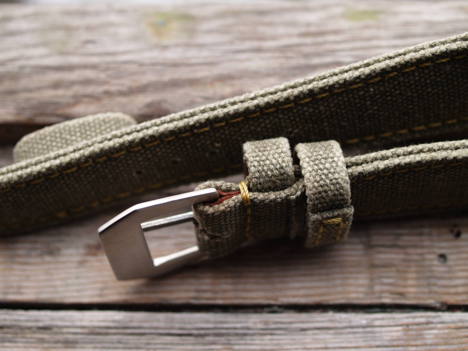 26 mm rugged handcrafted canvas watch strap Olive Green *Ready-Made *US-DutyPaid
