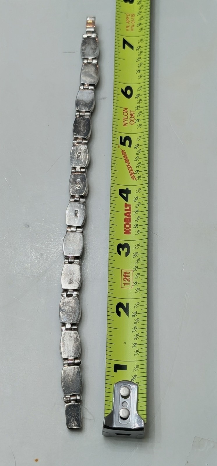 Vintage Taxco Mexico 950 Silver Multi Stone Inlay Link Bracelet 7.5″ 27.6g TJ-88