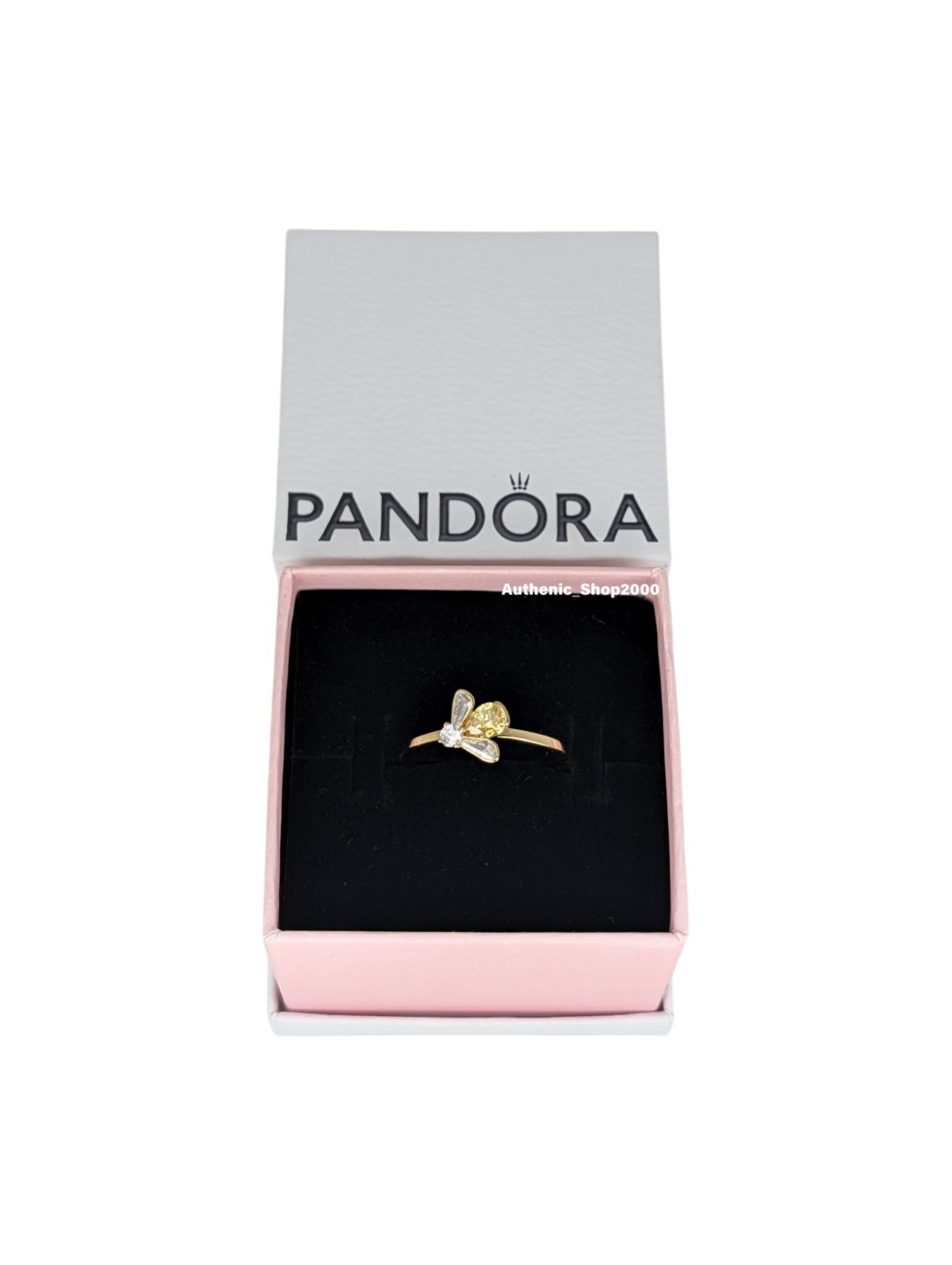 New 100% Authentic PANDORA 14k Gold P Vibrant Yellow Honey Bee Ring 164562C01