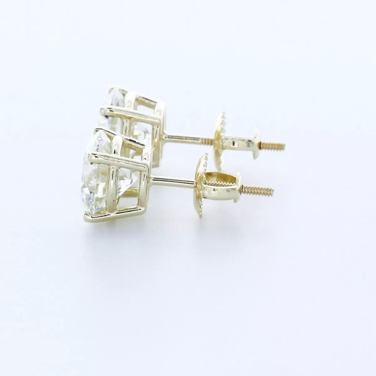 Stud Earrings Solid 14K White Gold Classic 5.99 CT Round Natural Diamond G SI1