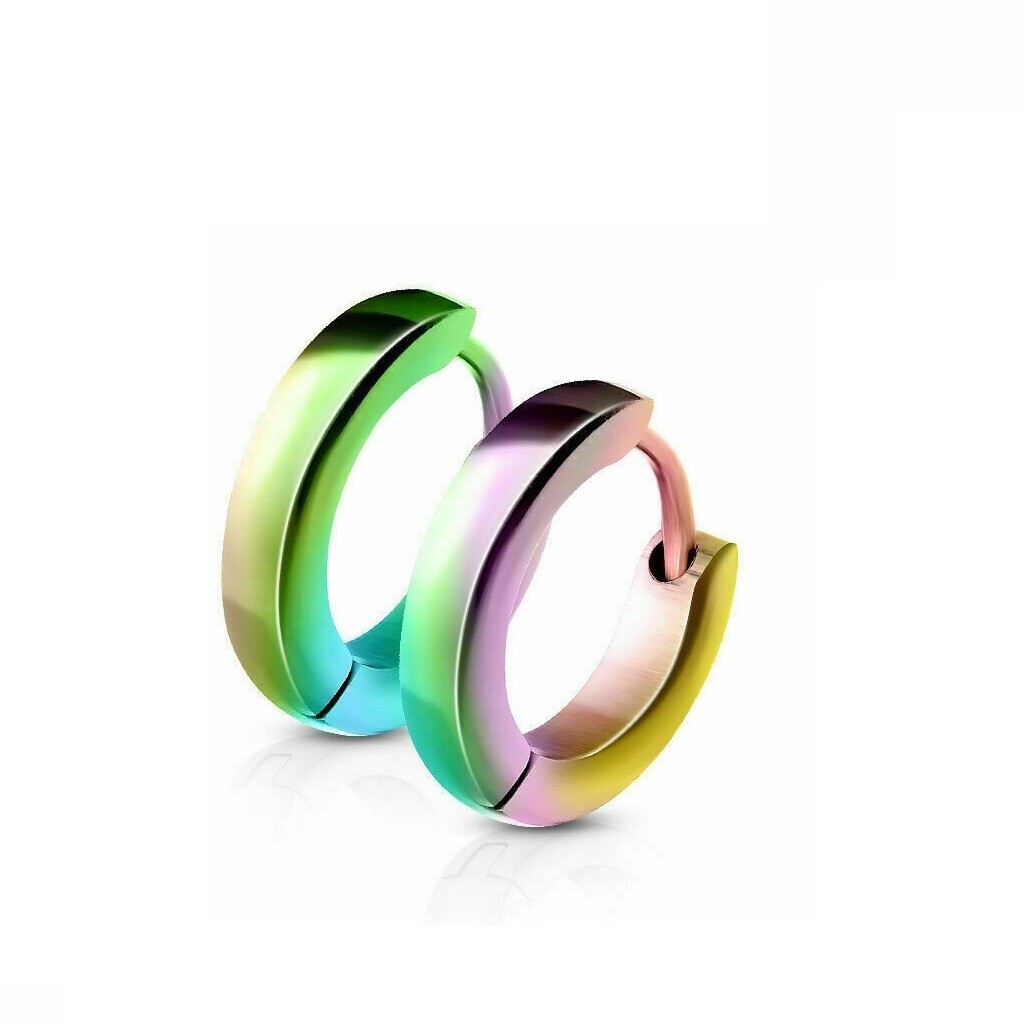 2Pcs Women Men Stainless Steel 2mm Round Small Hinged Hoop Huggie Ear Earrings