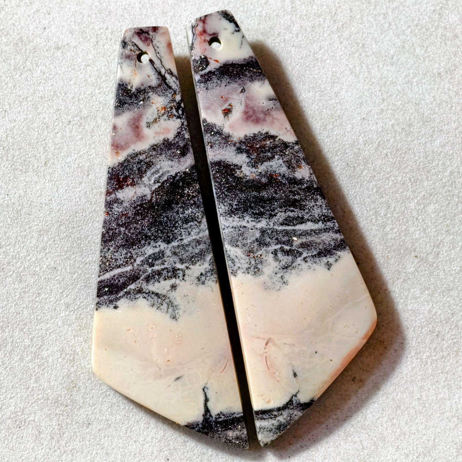 44 Cts Natural Porcelain Jasper Drilled Pair Cabochon Gemstone 47.5 X 15.4 MM