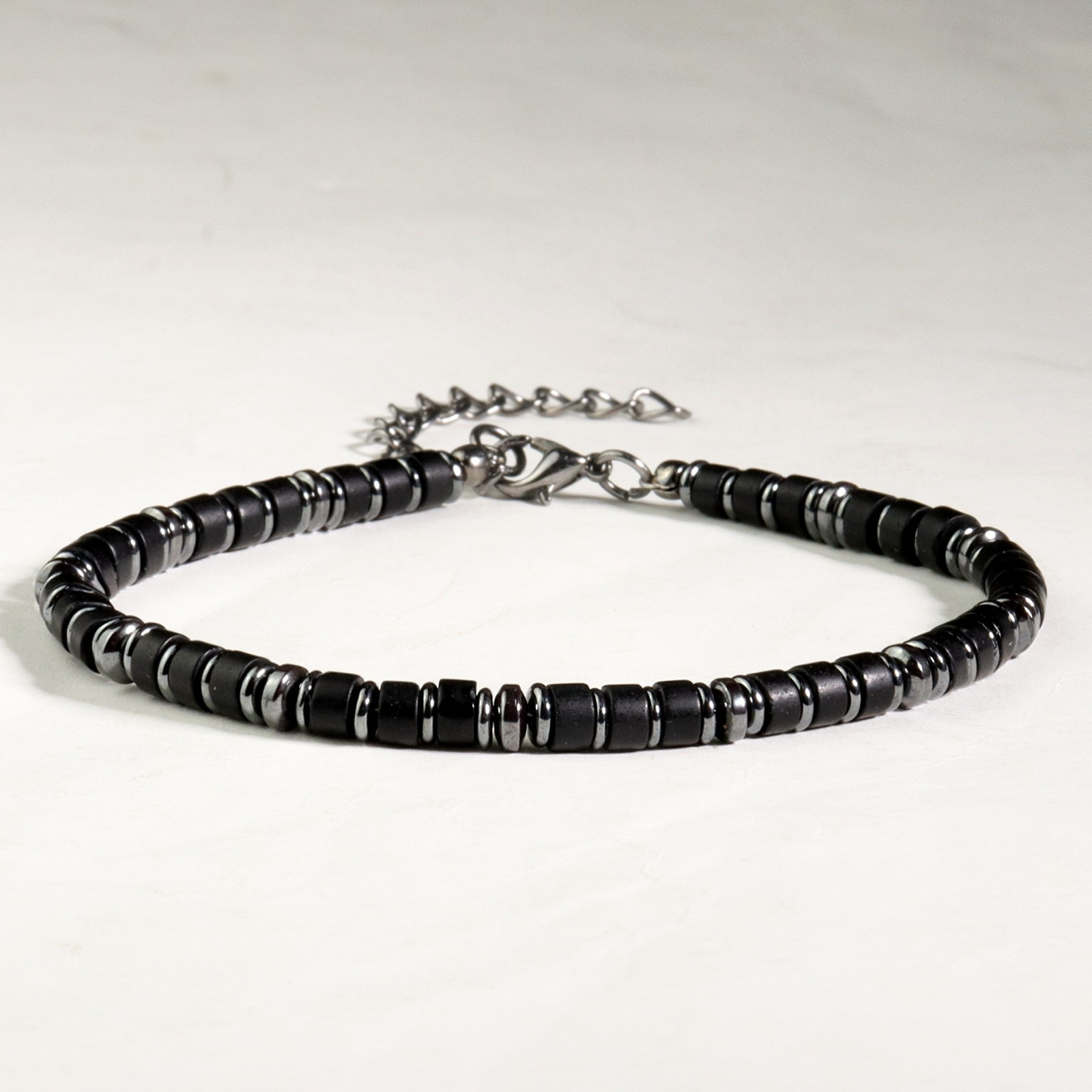 Natural Black Tourmaline Hematite Bracelet grounding Protection Crystal Man Gift